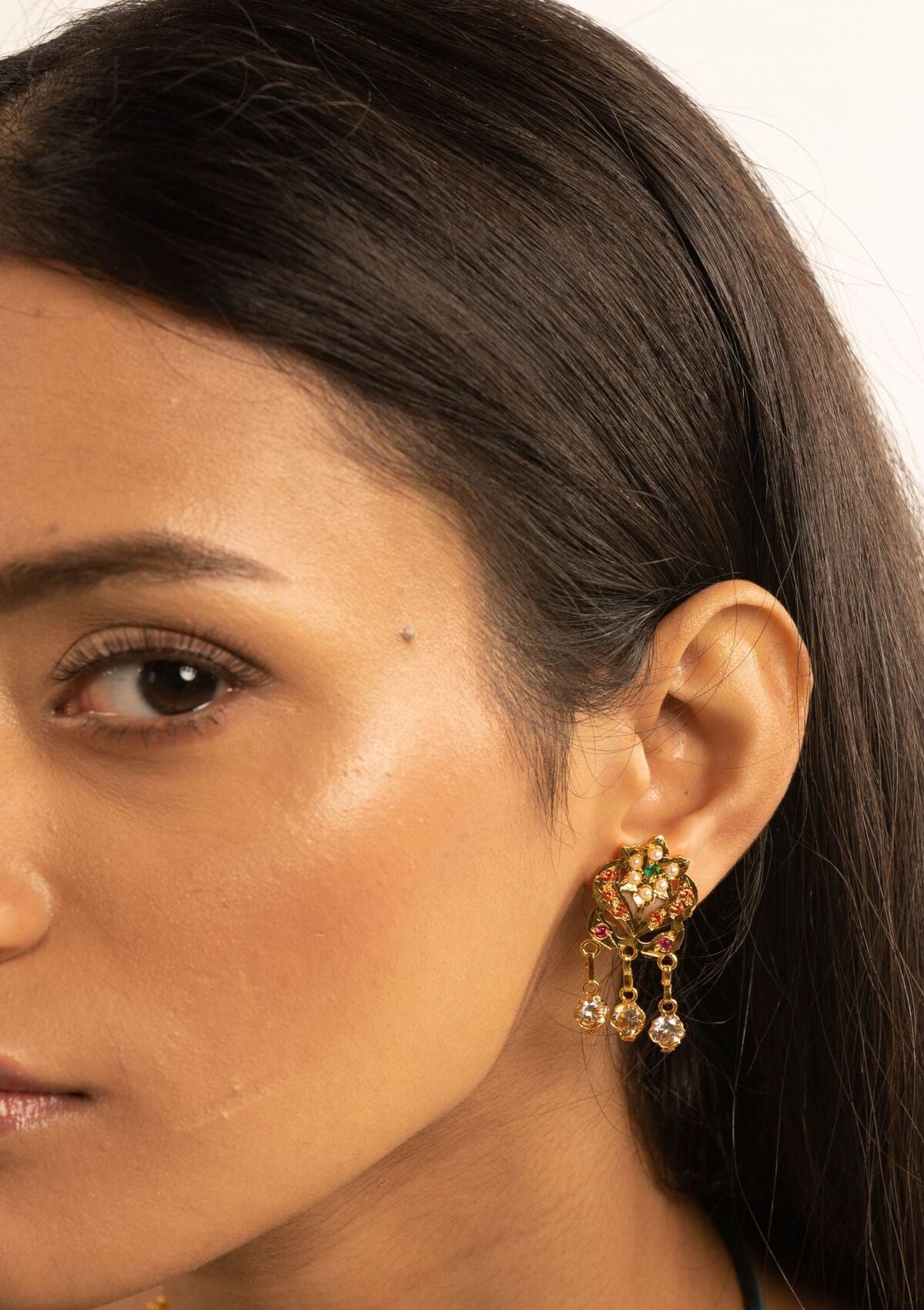 Naseera Handmade Gold Tone Silver Earrings