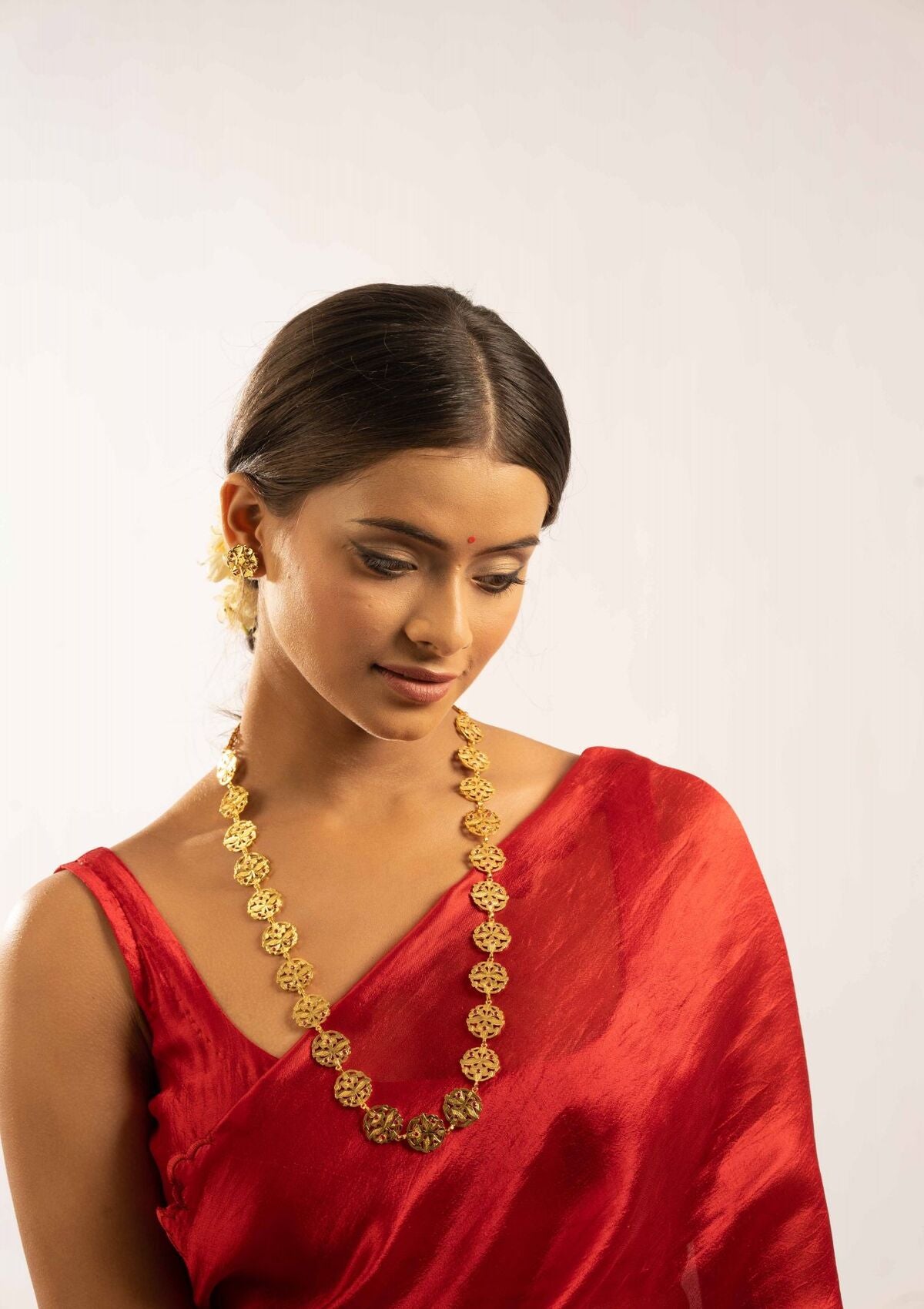 Santoshi Gold Tone Silver Necklace