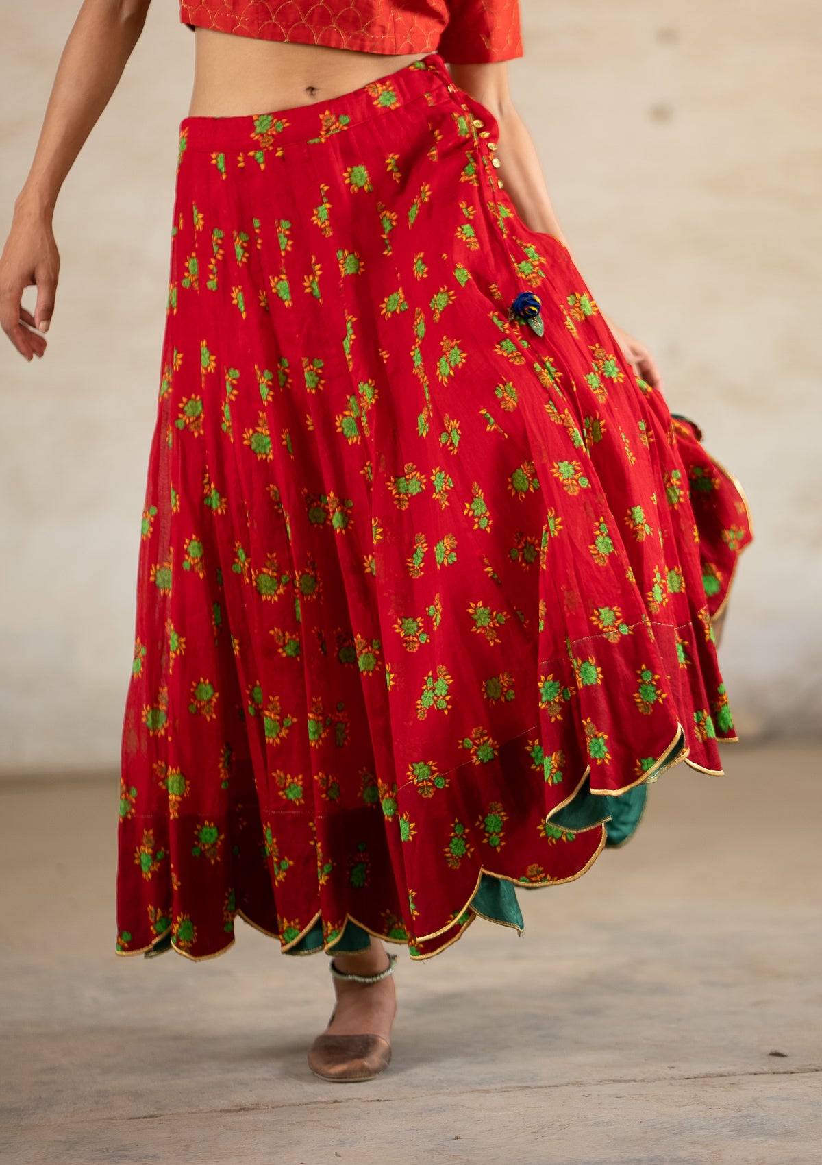 Seirein Red Ghagra Skirt
