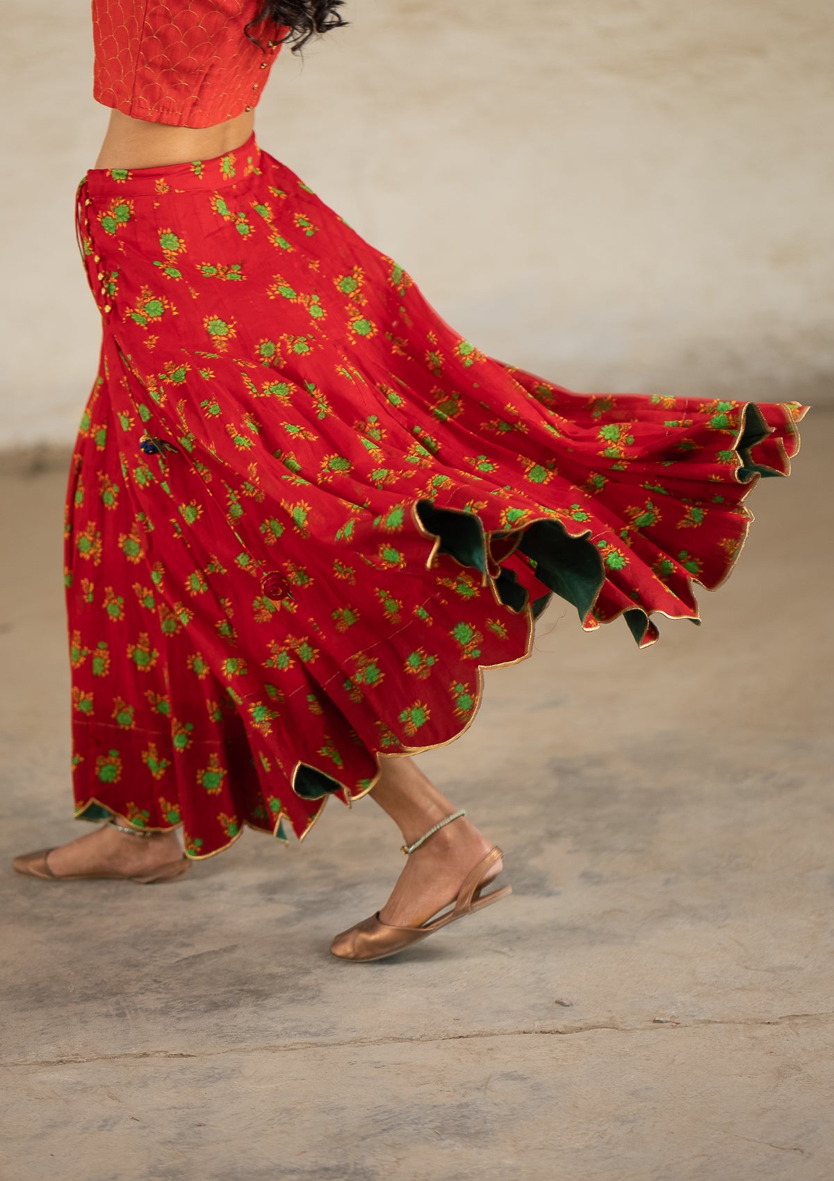 Seirein Red Ghagra Skirt