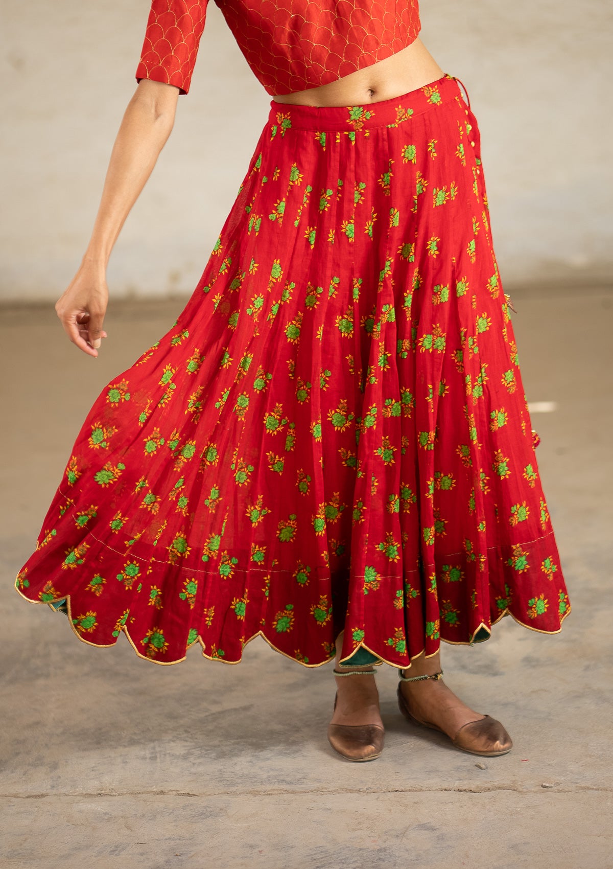 Seirein Red Ghagra Skirt