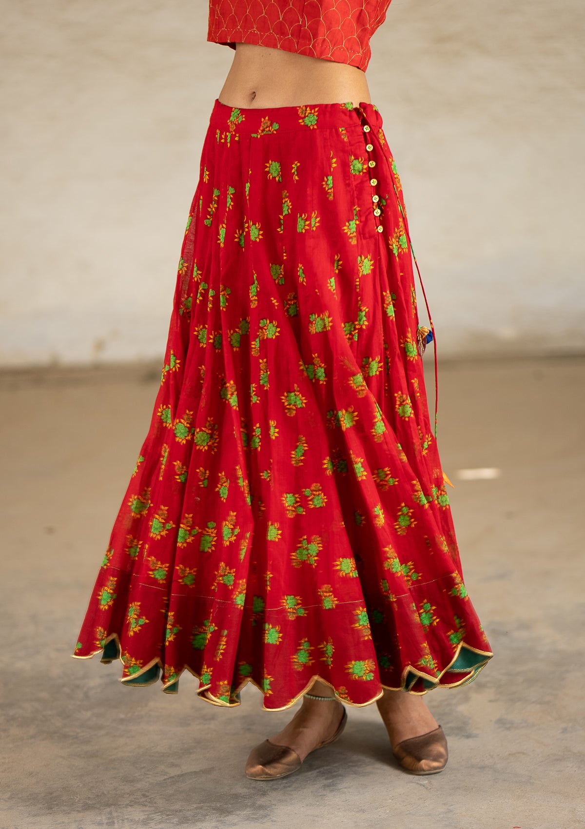 Seirein Red Ghagra Skirt