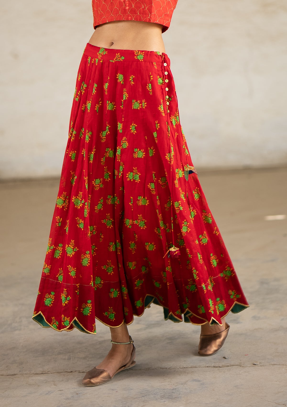 Seirein Red Ghagra Skirt