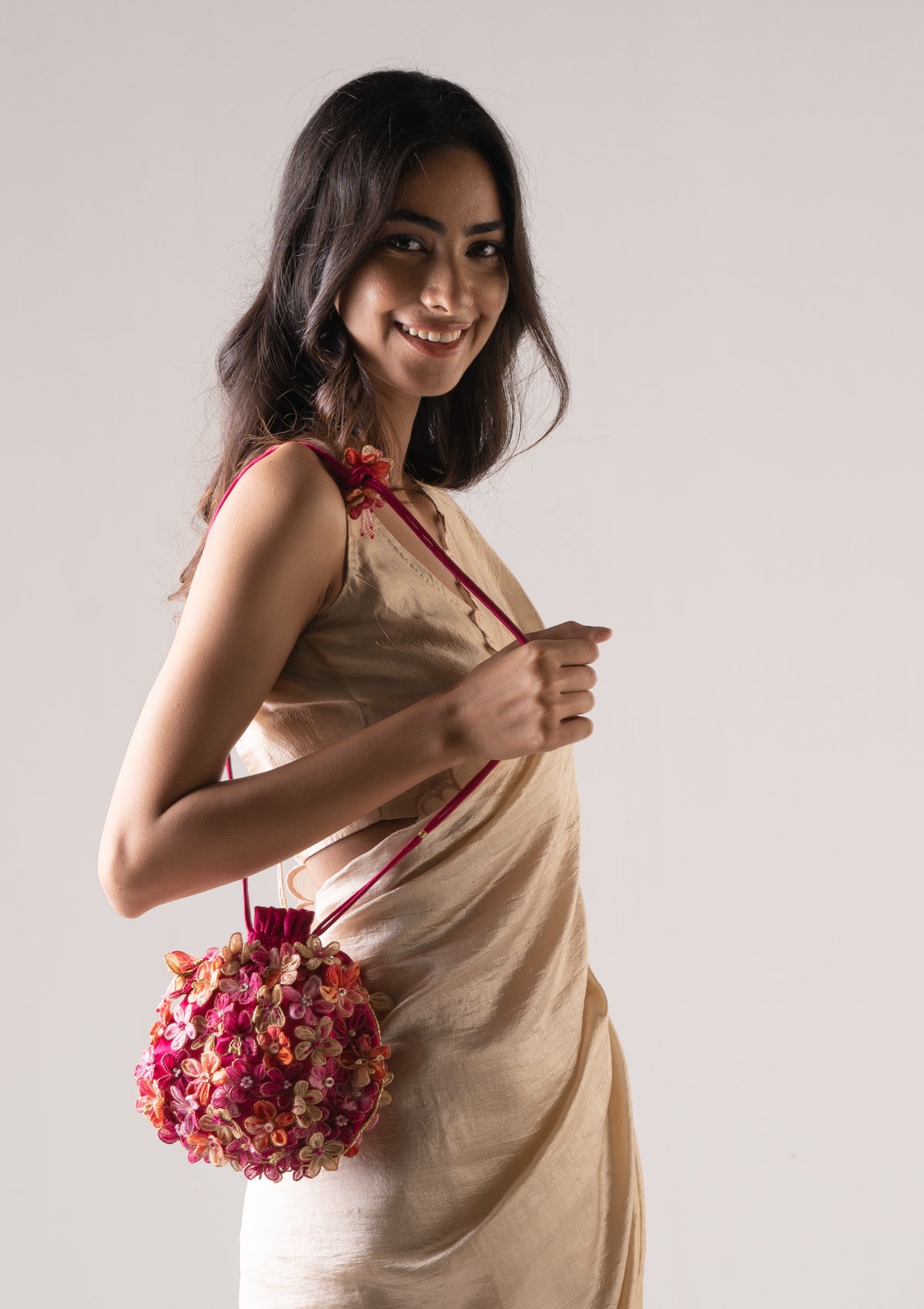 Setareh Pink Floral Potli Bag
