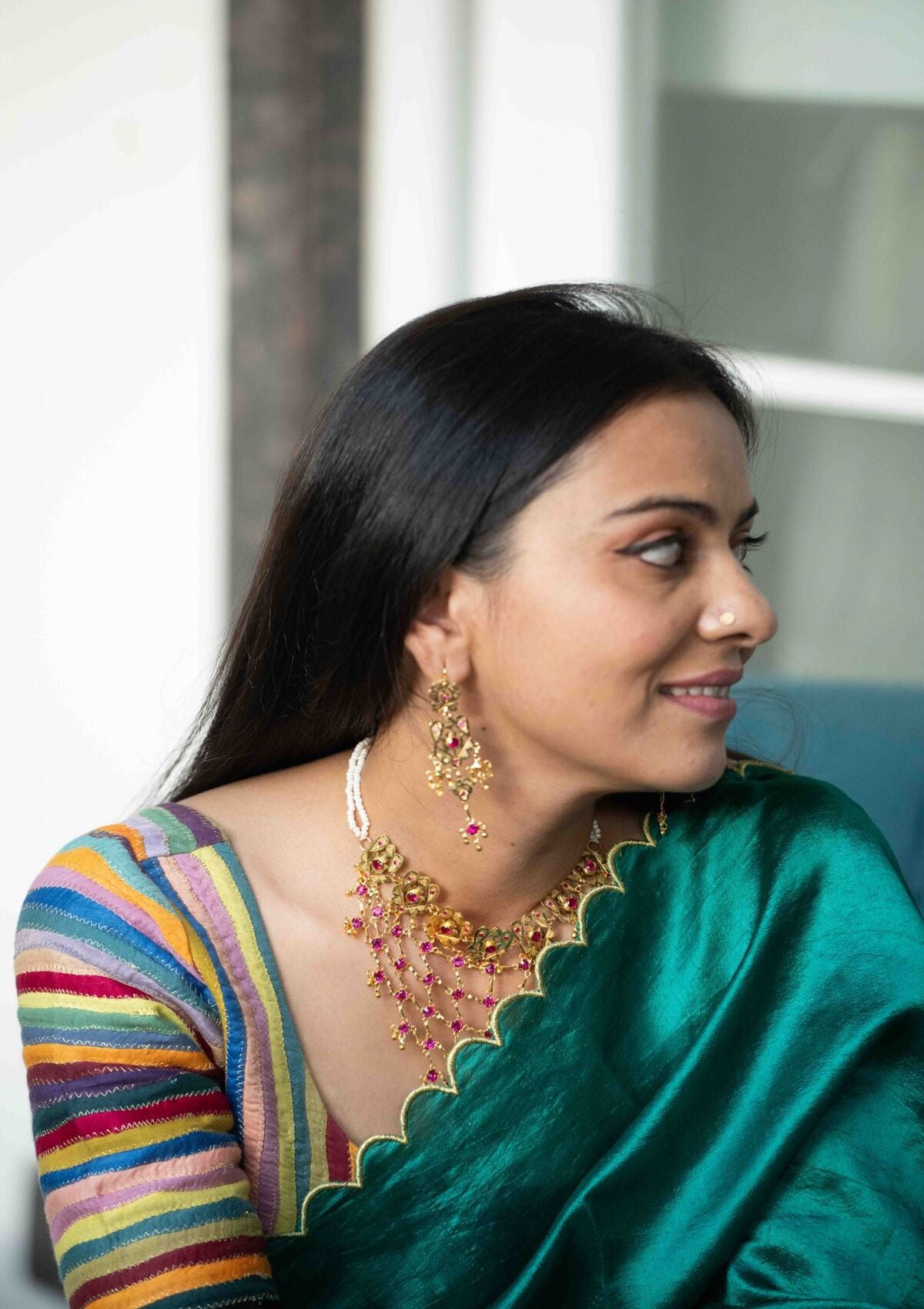 Shabnami Gold Tone Silver Earrings