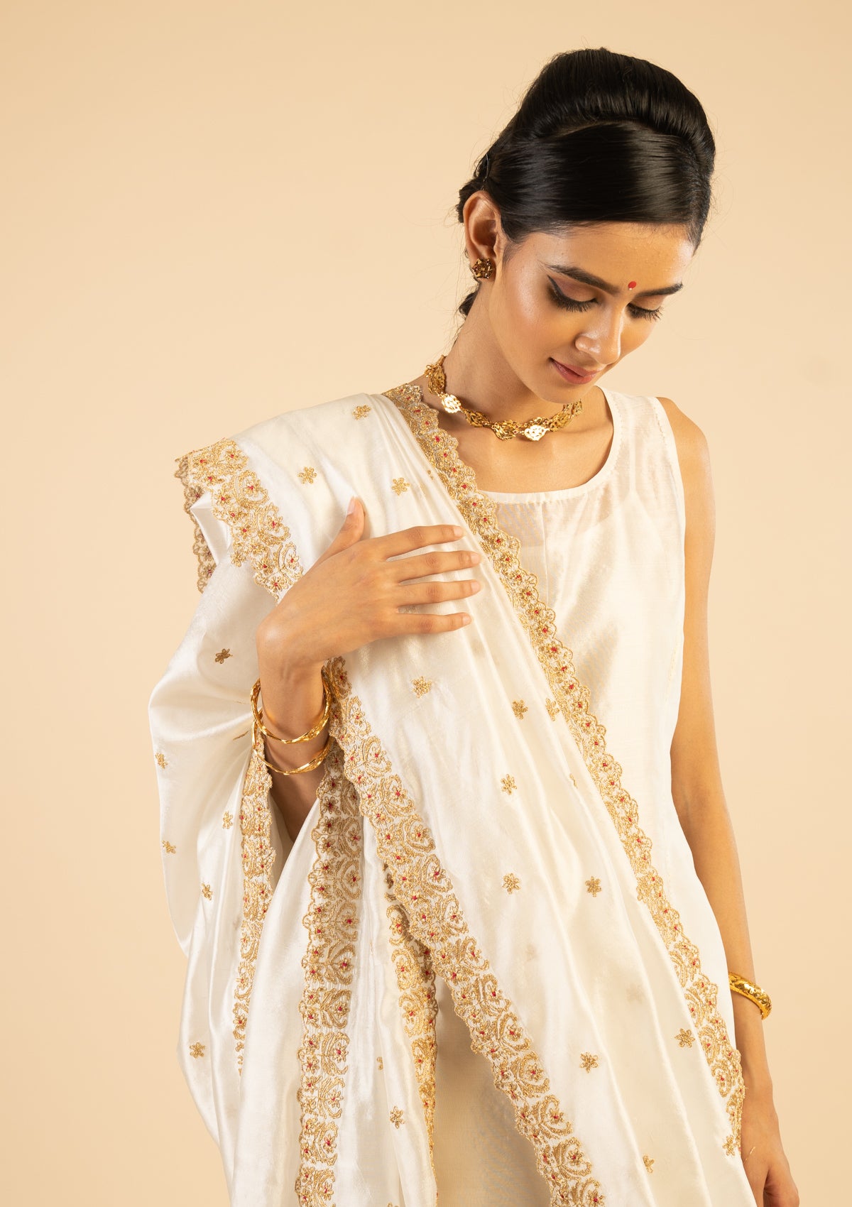 Shakuntala Cream Silk Dupatta