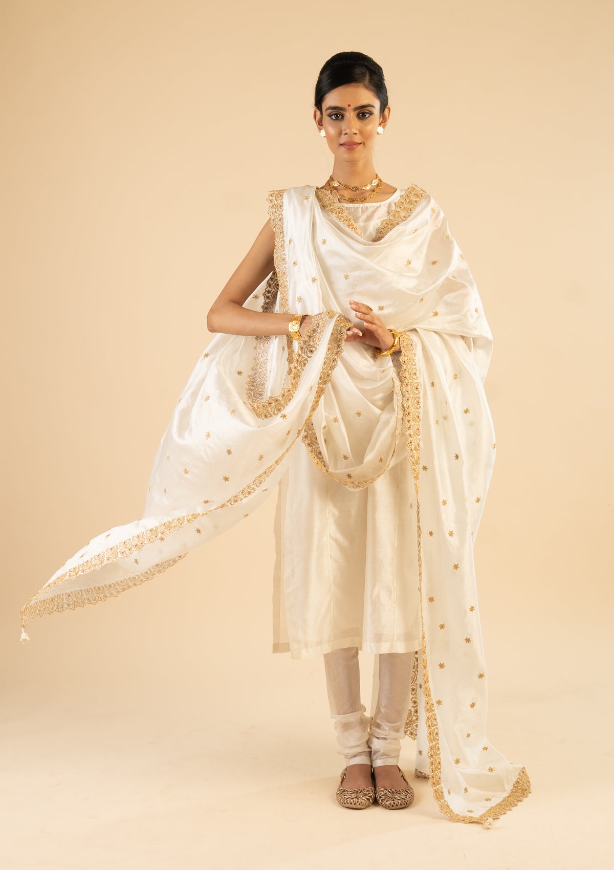 Shakuntala Cream Silk Dupatta