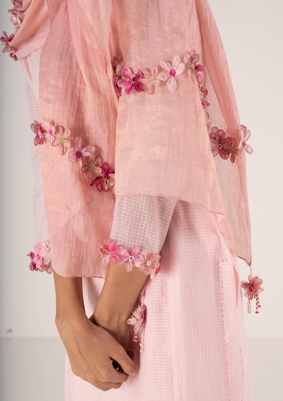 Shams Pink Tissue Chanderi Stole