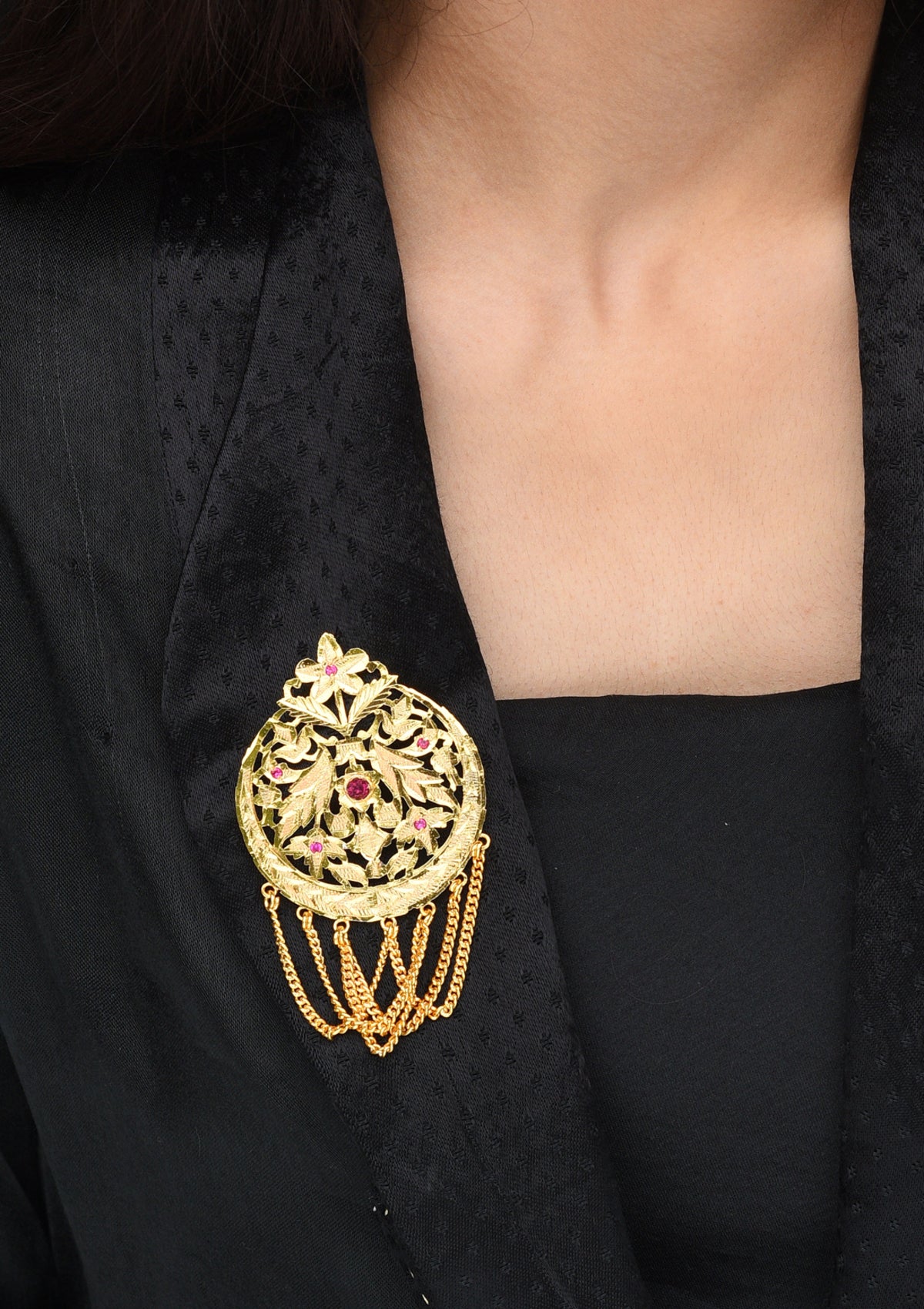 Simari Handmade Gold tone Silver Brooch
