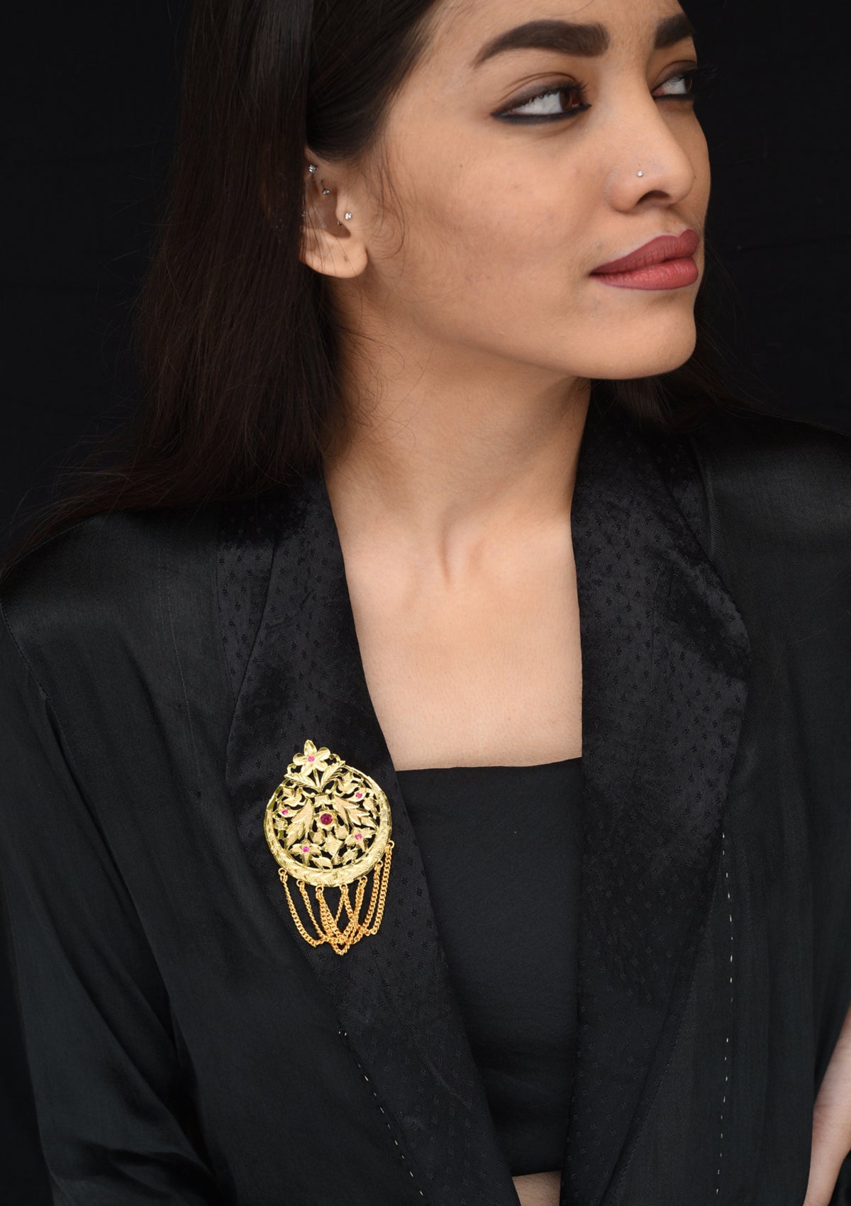 Simari Handmade Gold tone Silver Brooch