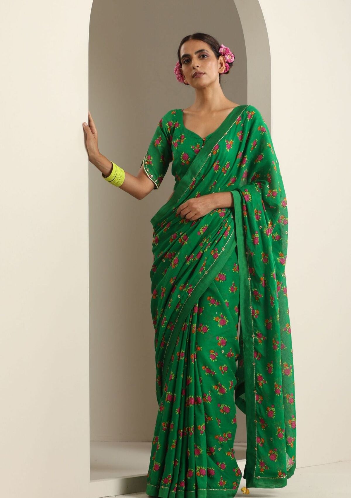 Sitapur Green Chintz Saree