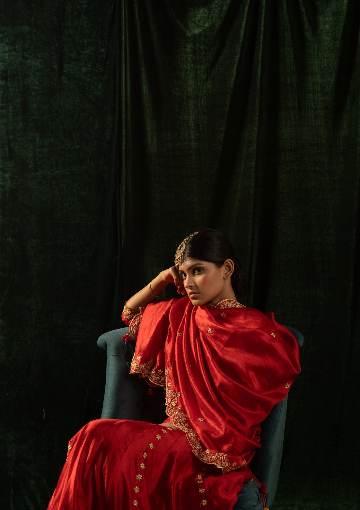 Sunyo Red Mulberry Silk Dupatta