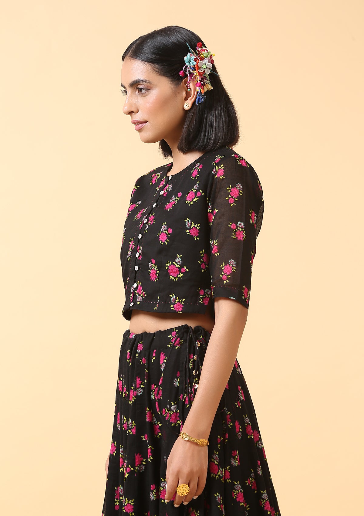 Tara Black Cheent Blouse