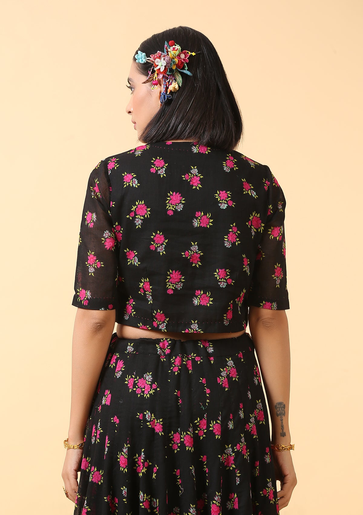 Tara Black Cheent Blouse