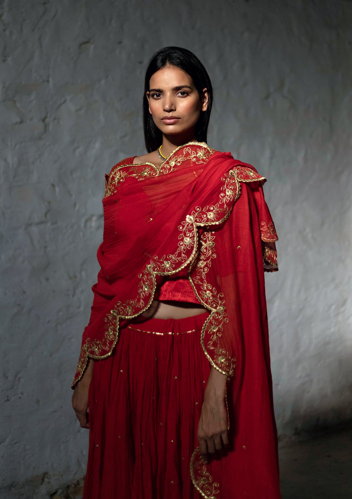 Timri Red Chanderi Dupatta