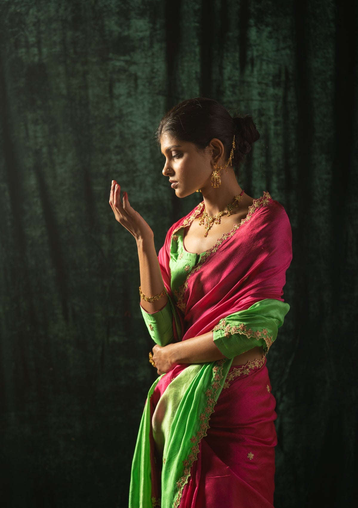 Tota Pink Mulberry Silk Saree