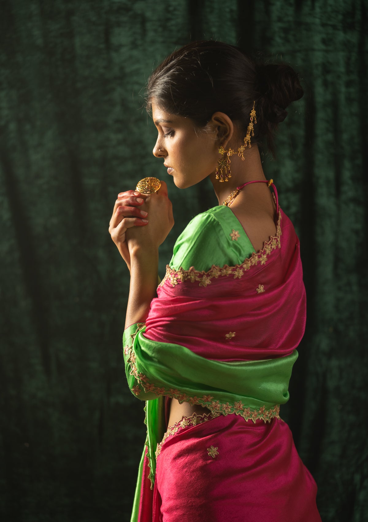 Tota Pink Mulberry Silk Saree