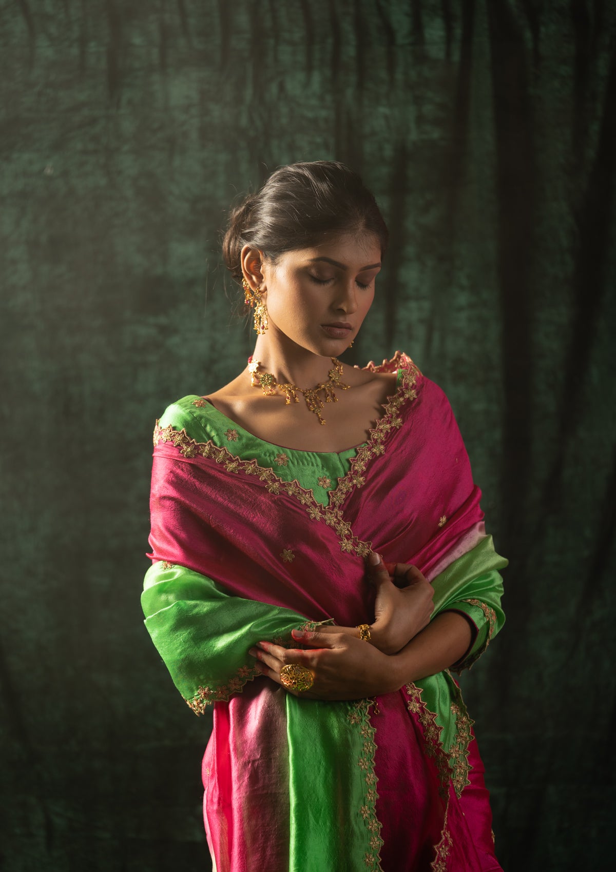 Tota Pink Mulberry Silk Saree