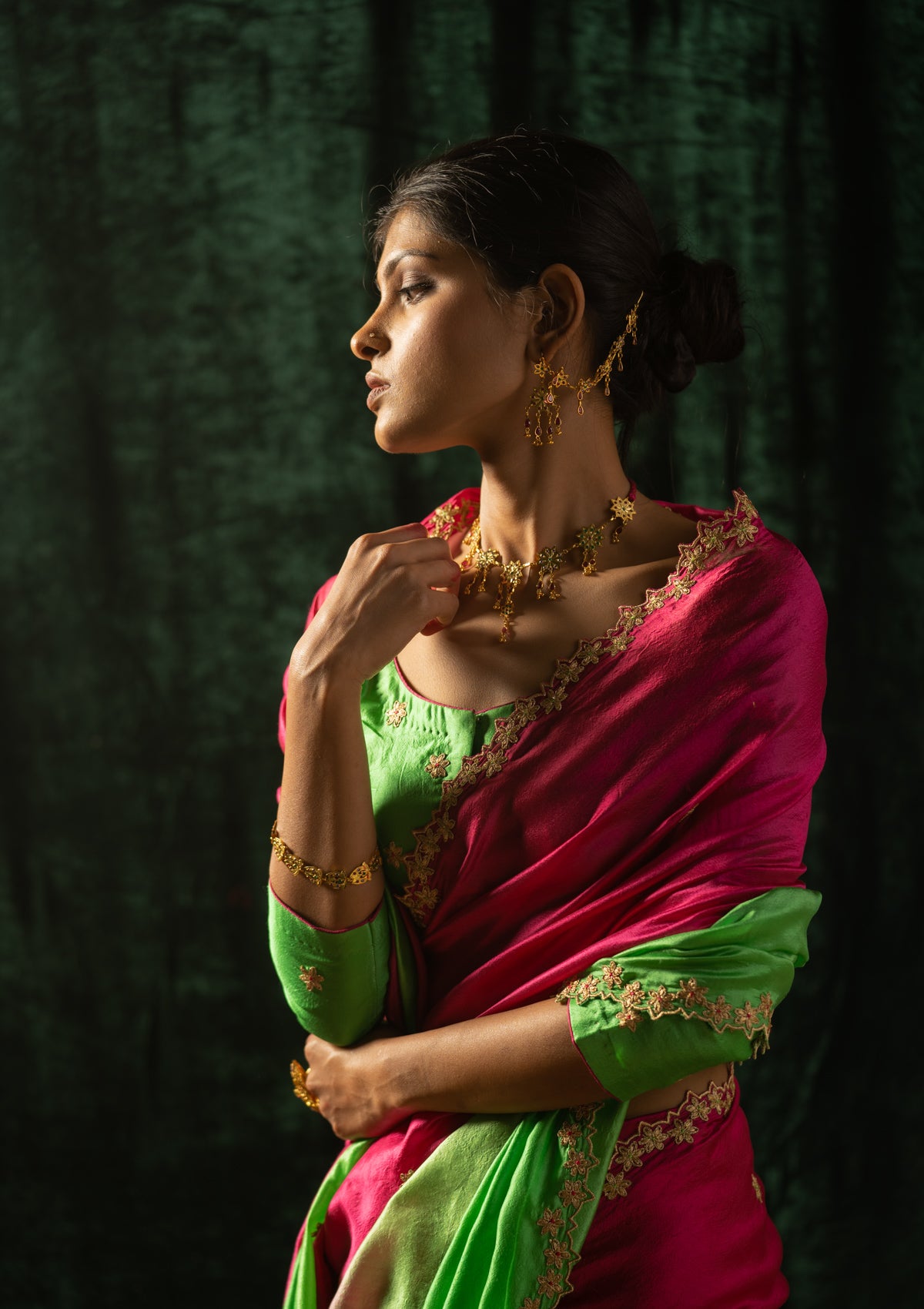 Tota Pink Mulberry Silk Saree