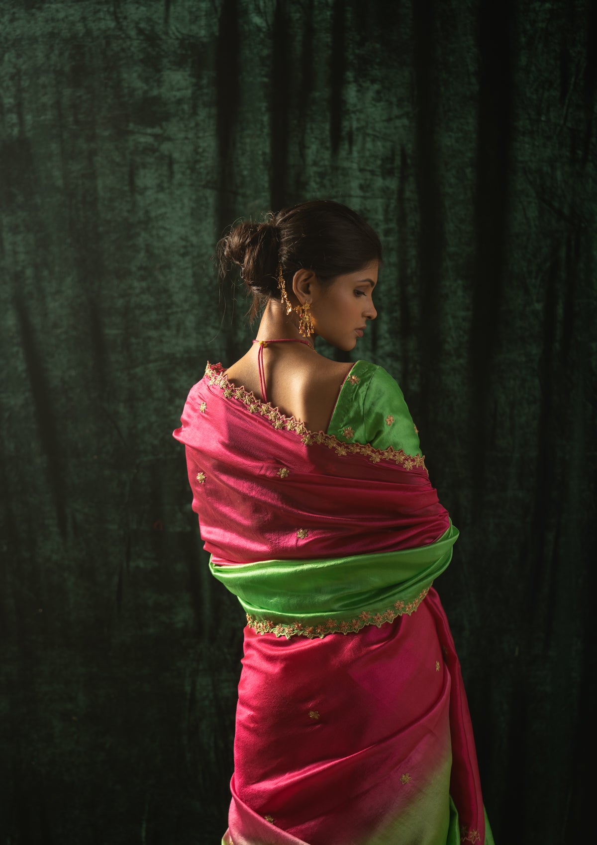 Tota Pink Mulberry Silk Saree