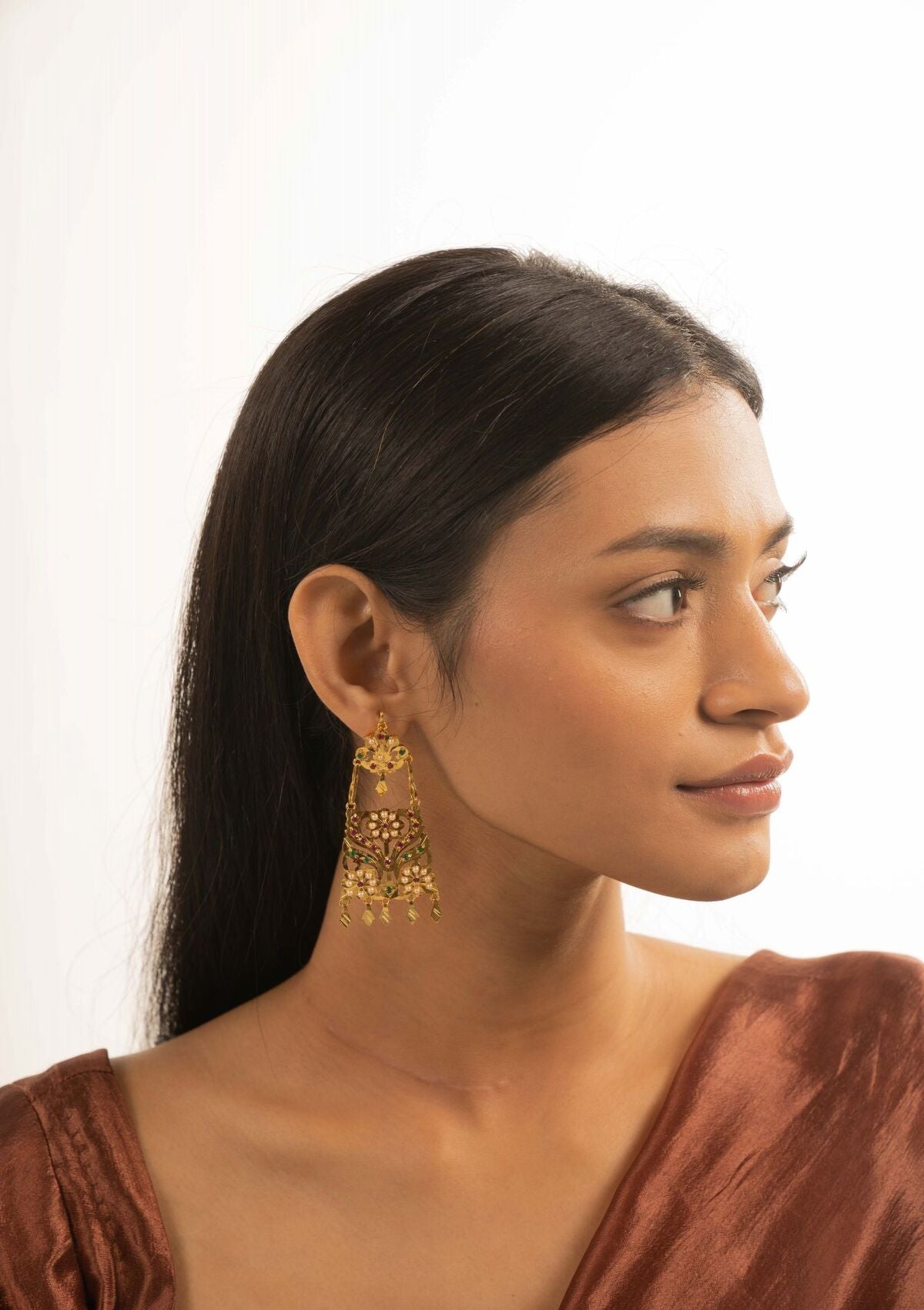 Triveni Gold Tone Silver Earrings