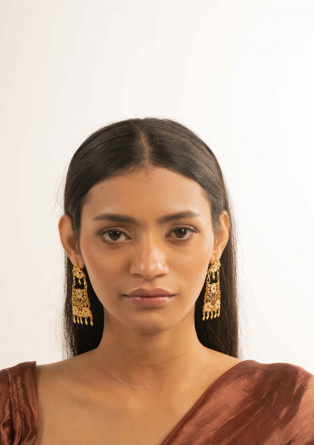 Triveni Gold Tone Silver Earrings