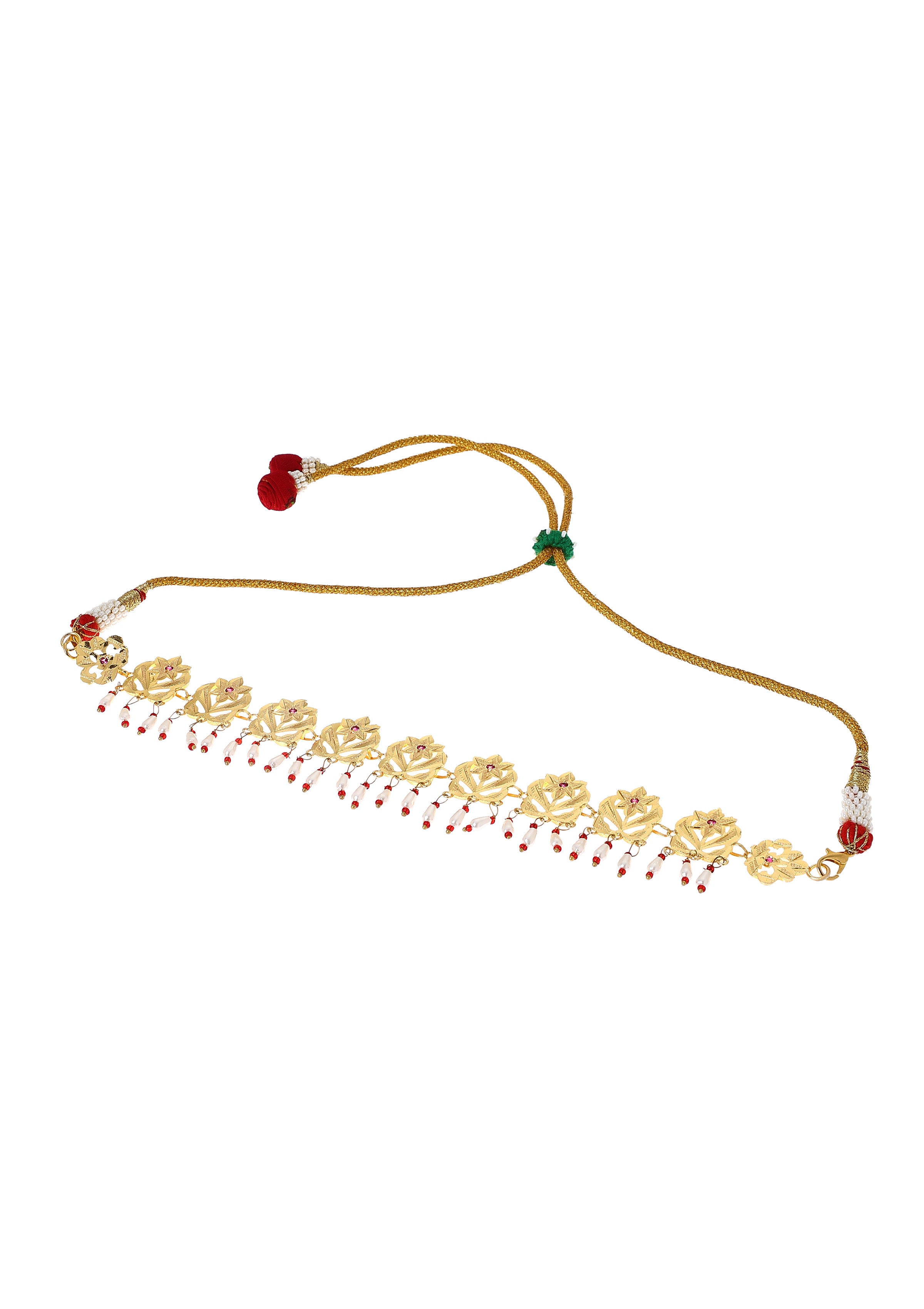 Gulband Pearl Gold Tone Silver Necklace & Earrings Set