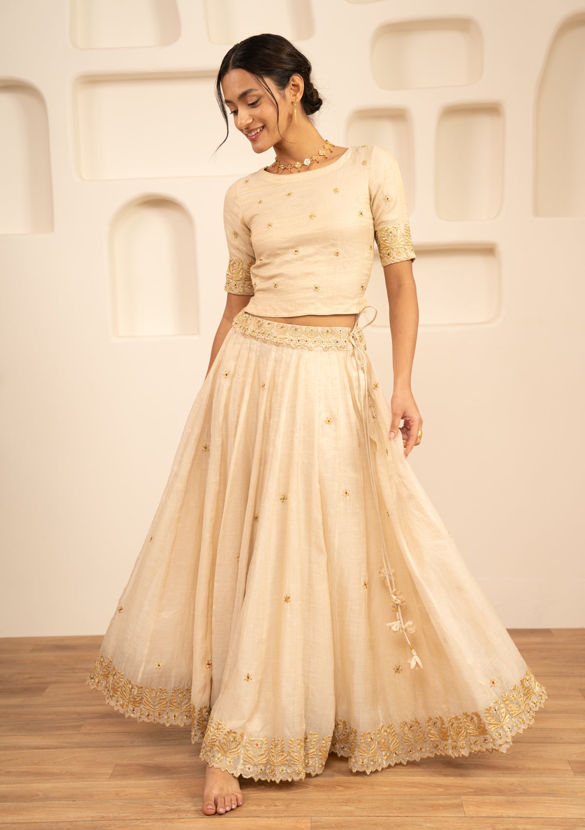 Shayari Tissue Chanderi Skirt & Blouse Set