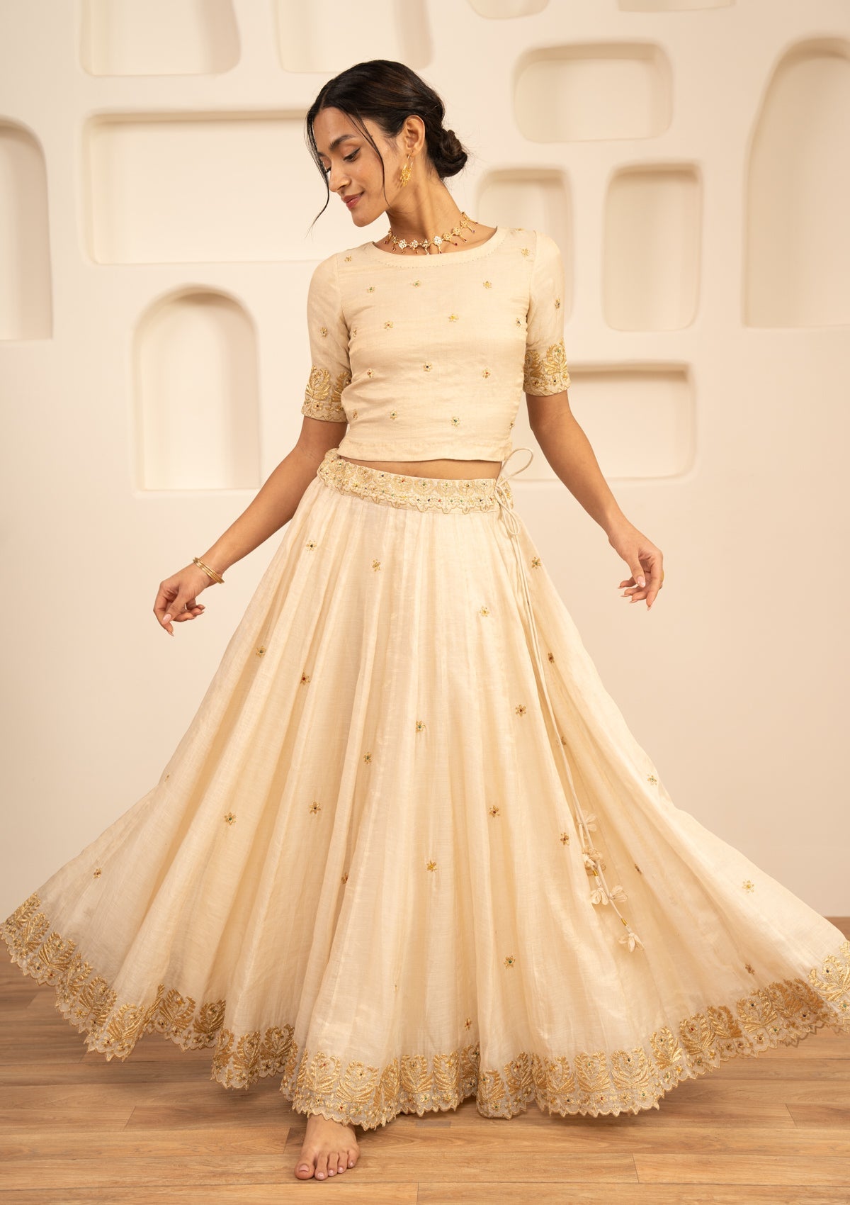 Shayari Tissue Chanderi Skirt & Blouse Set