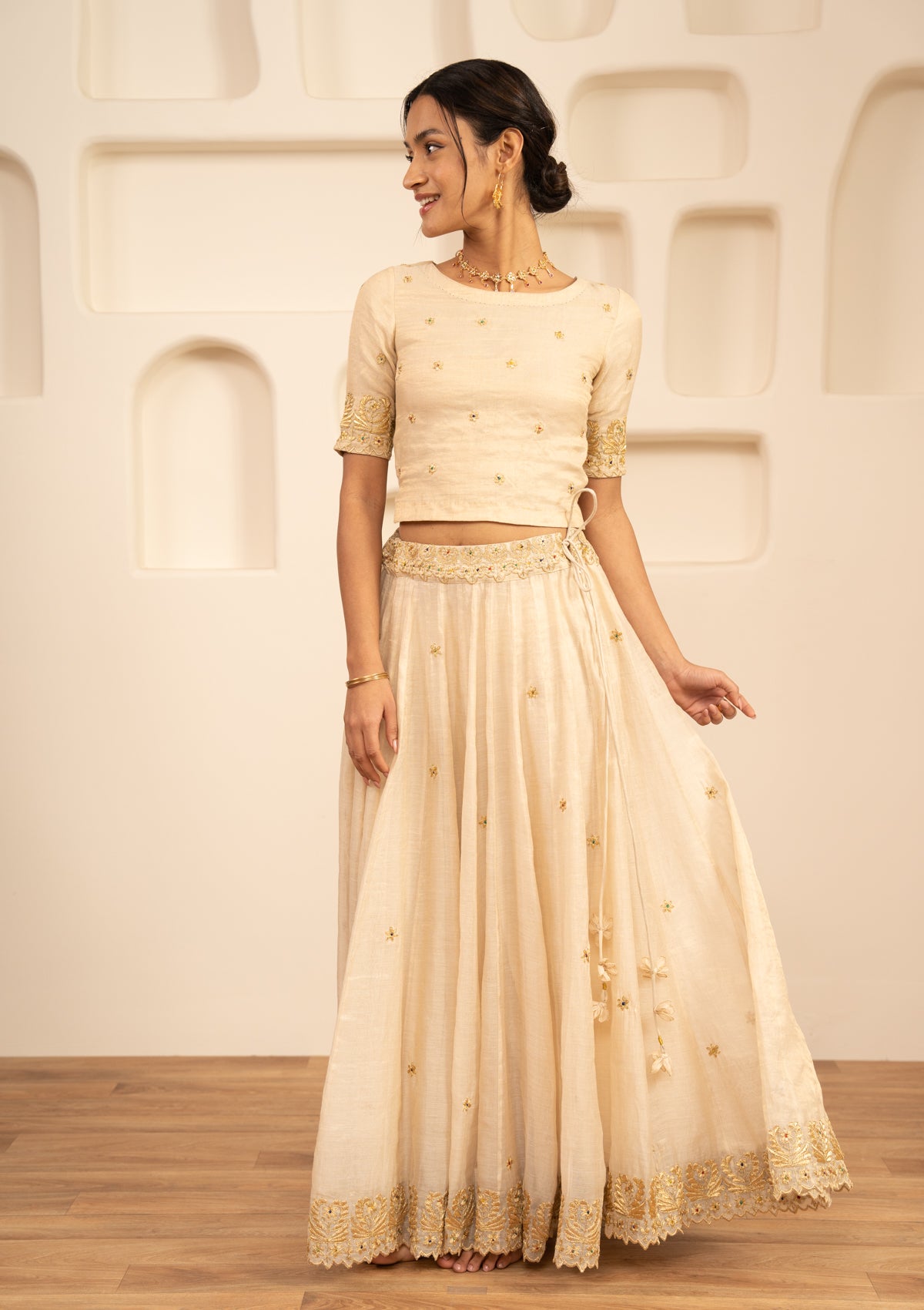 Shayari Tissue Chanderi Skirt & Blouse Set