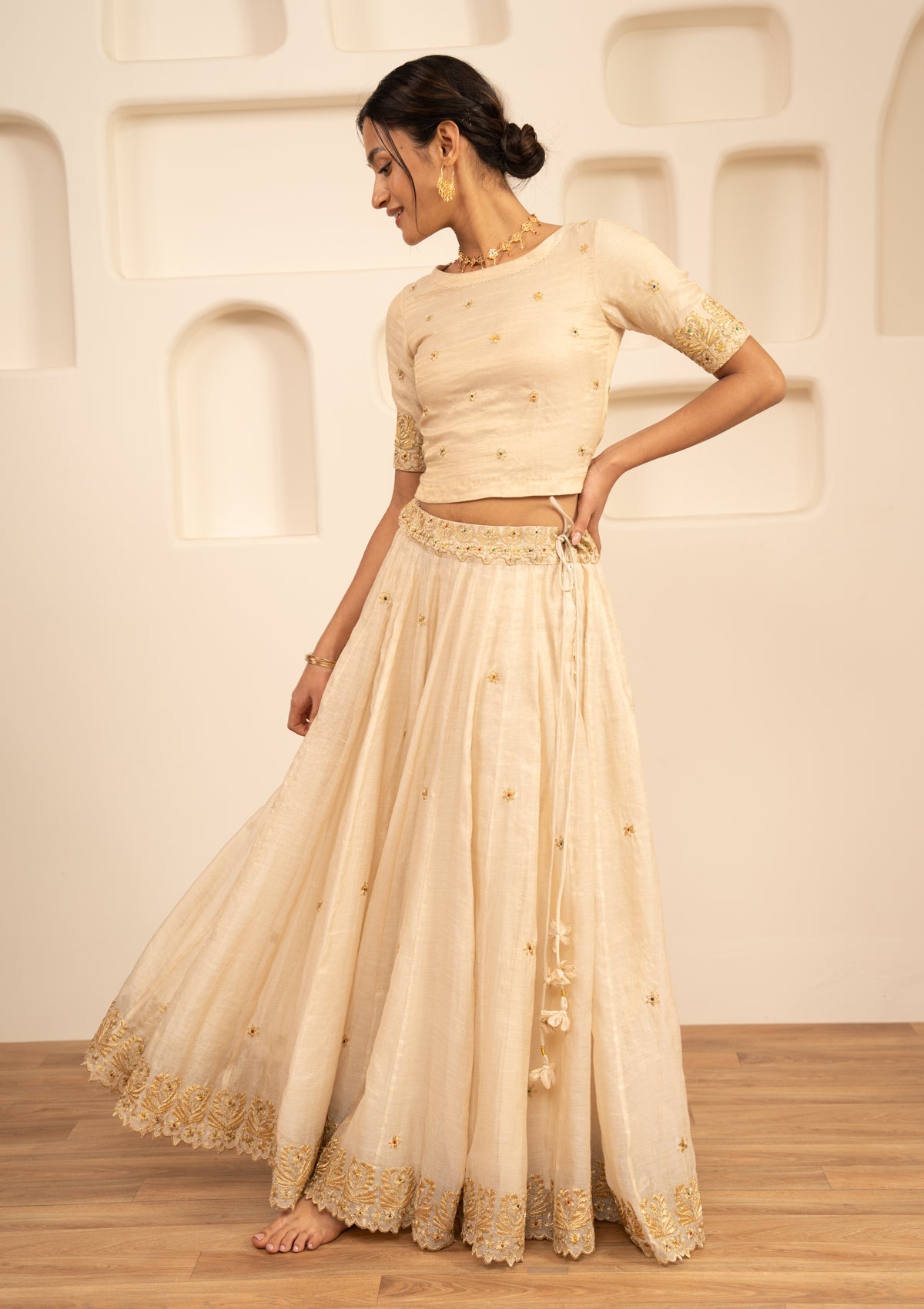 Shayari Tissue Chanderi Skirt & Blouse Set