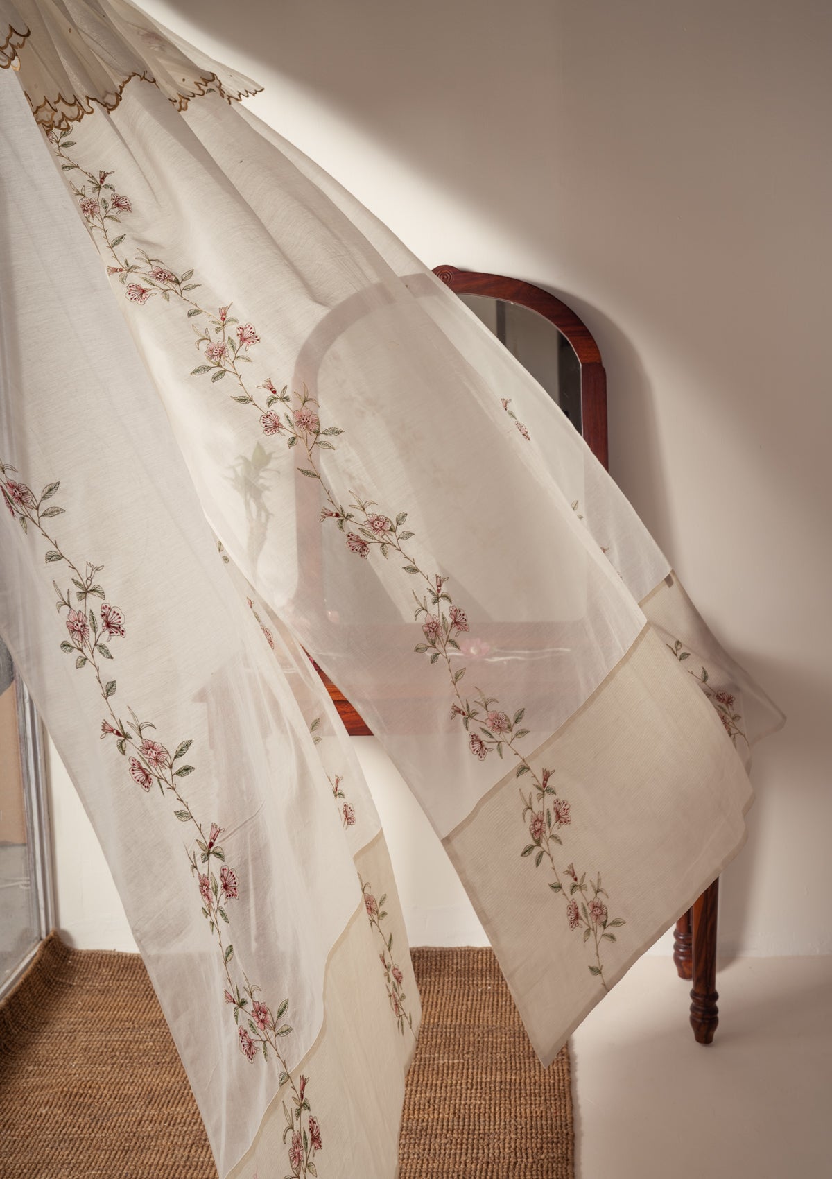 Tzafrir Off-White Chanderi Sheer Curtain