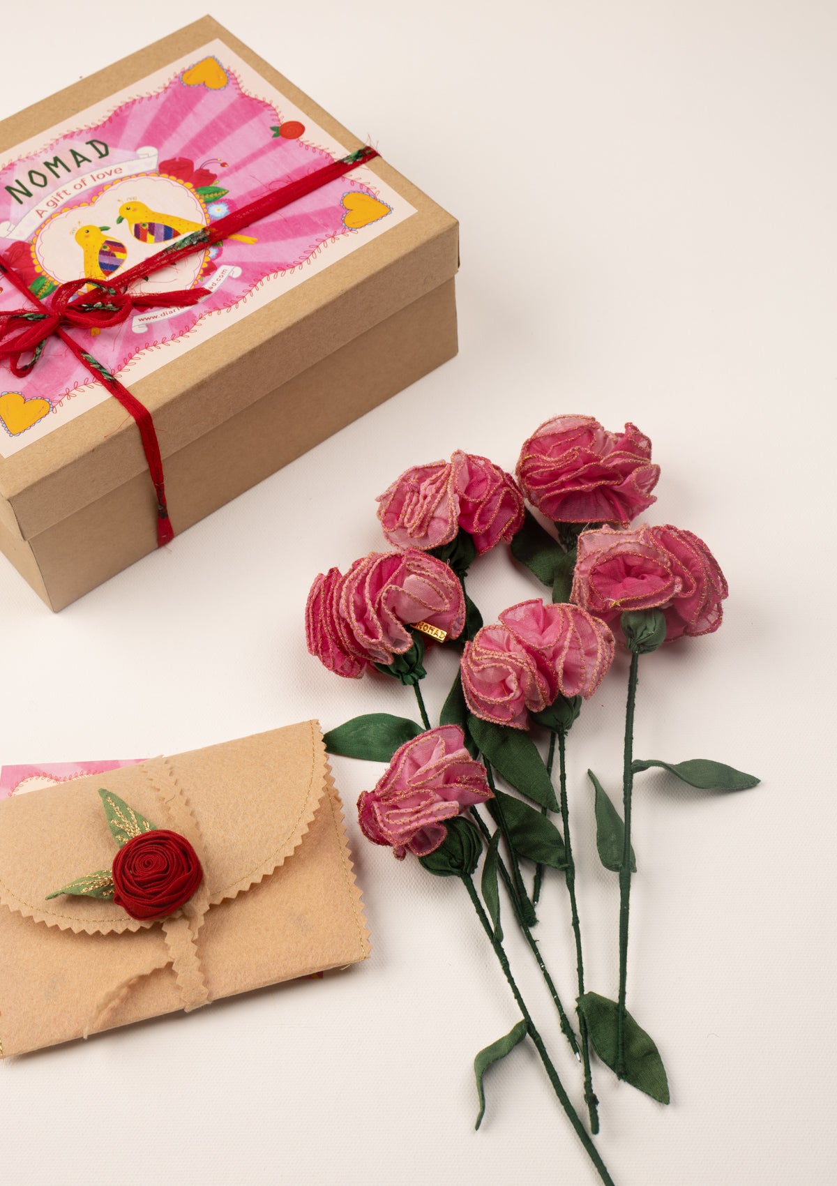 Koki Pink Textile Flower Stems - Set of 6