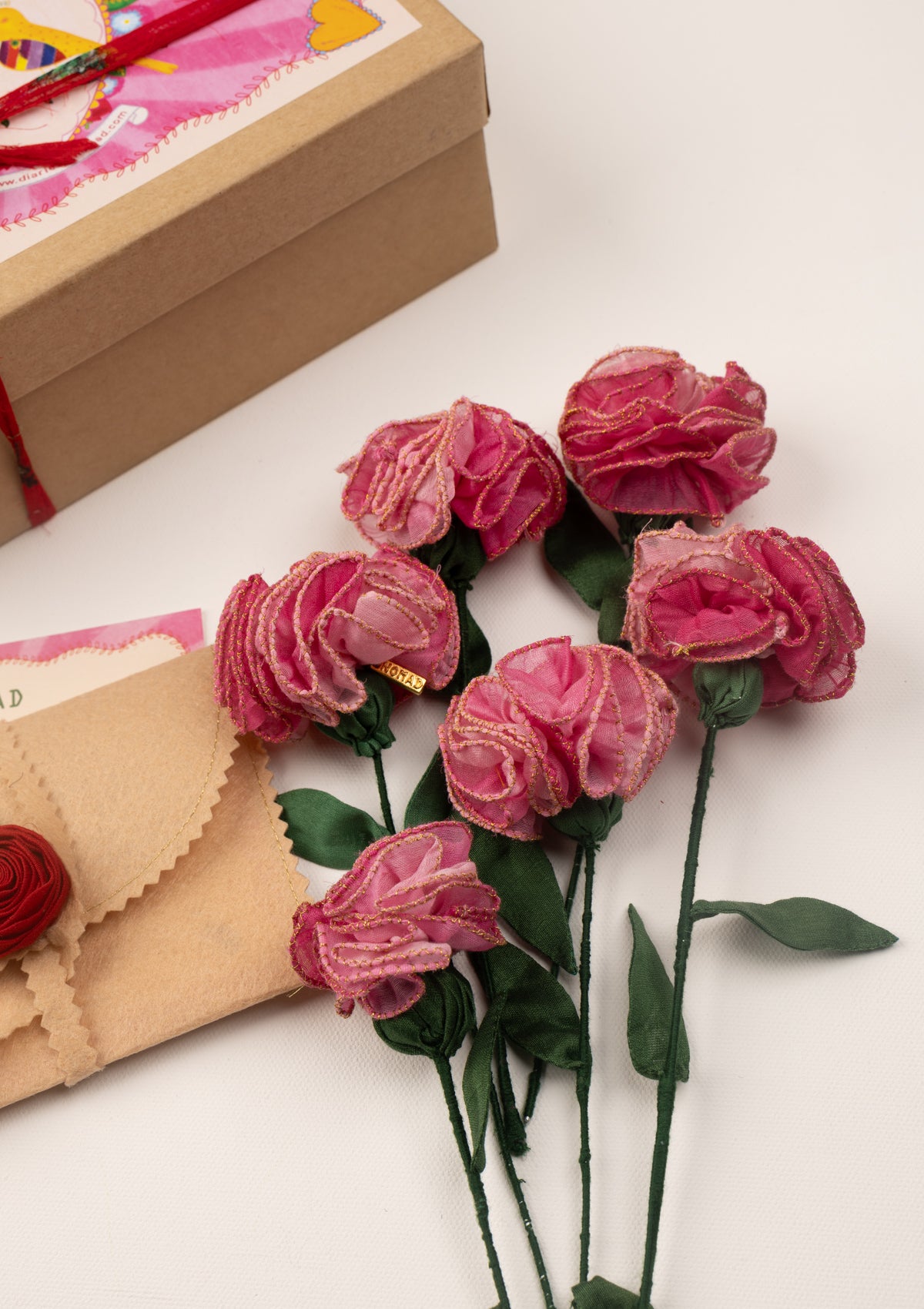 Koki Pink Textile Flower Stems - Set of 6