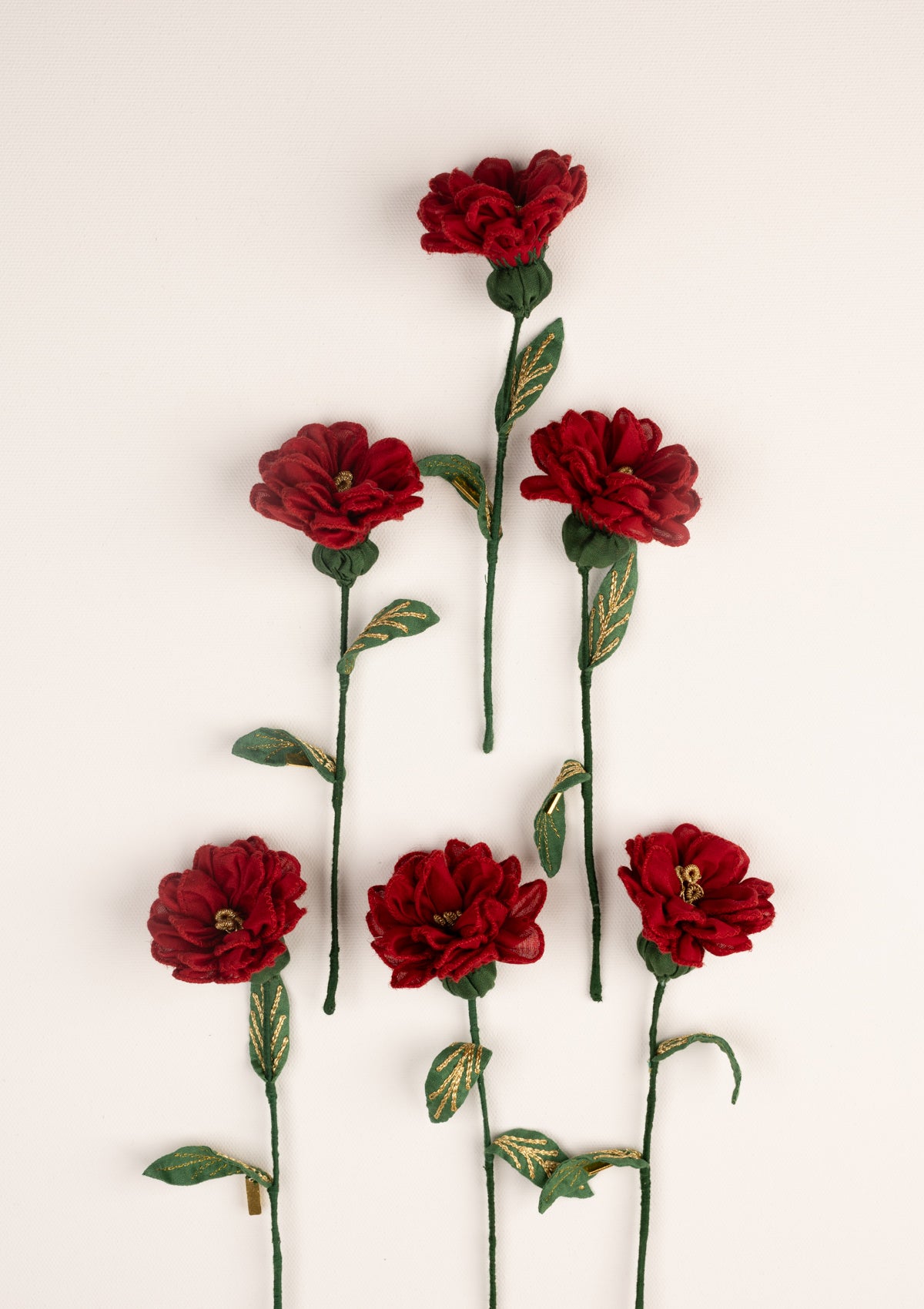 Aster Red Handmade Textile Flowers Bunch