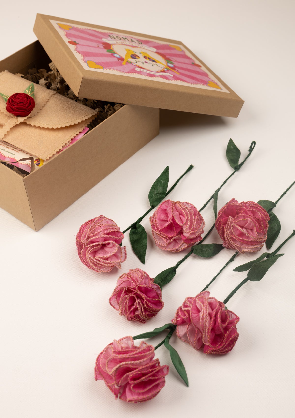 Koki Pink Textile Flower Stems - Set of 6