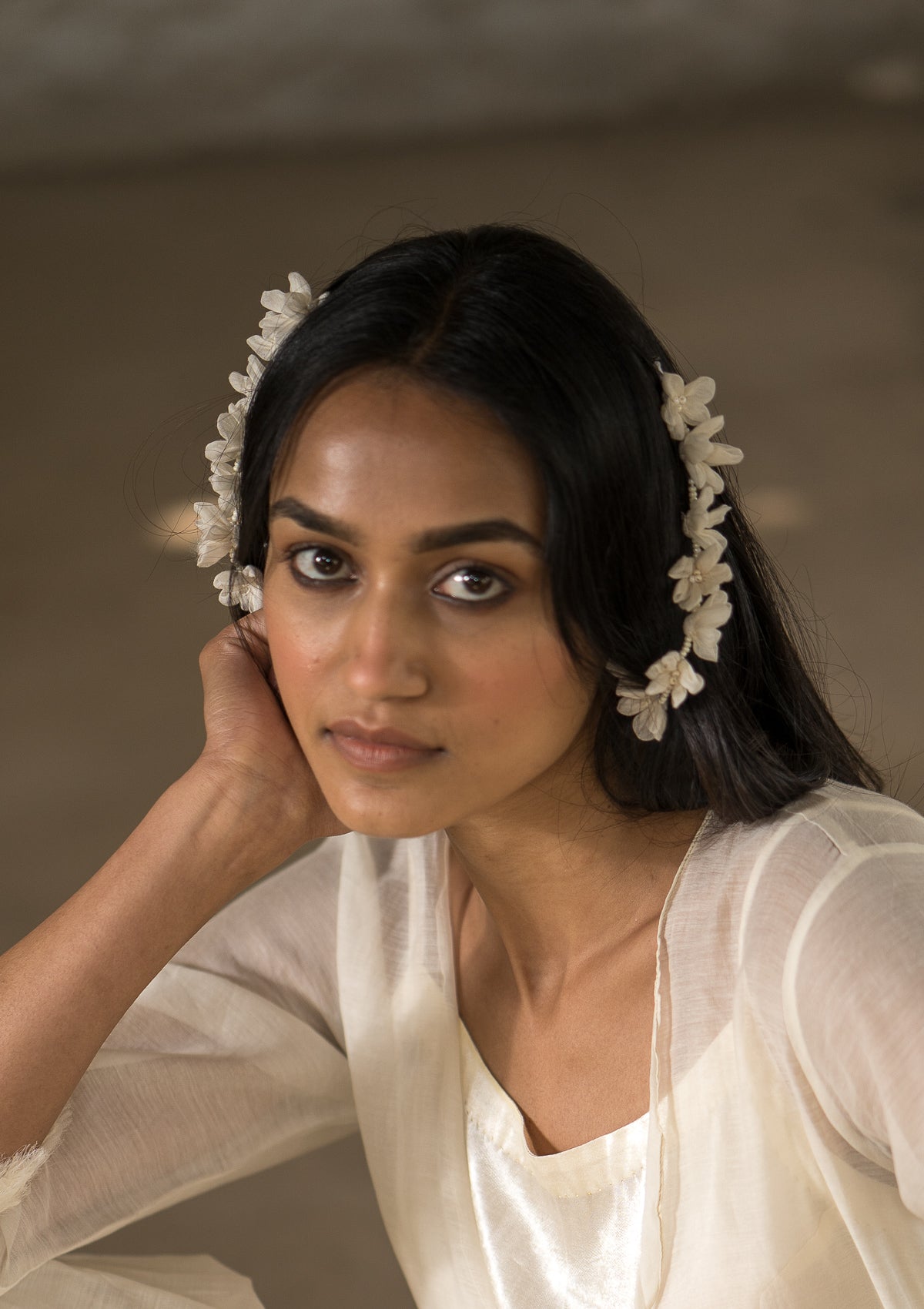 Viola White Textile Earrings