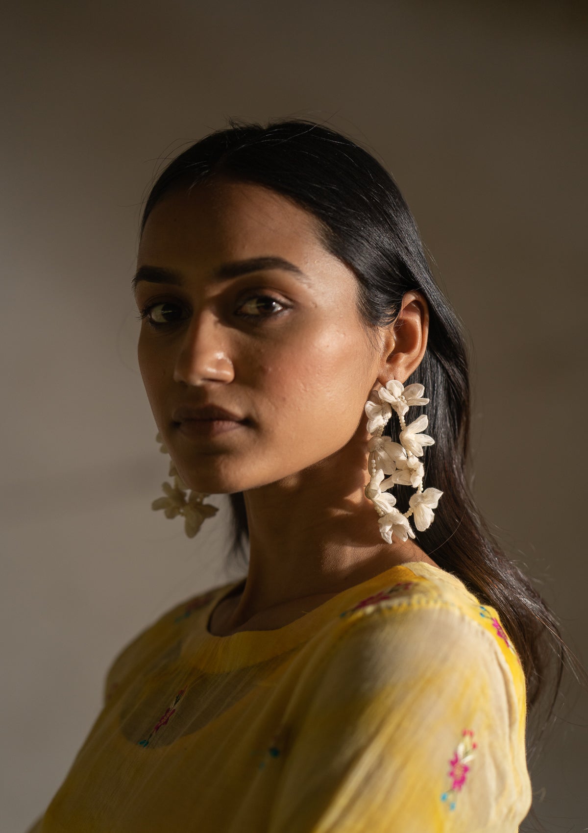 Viola White Textile Earrings