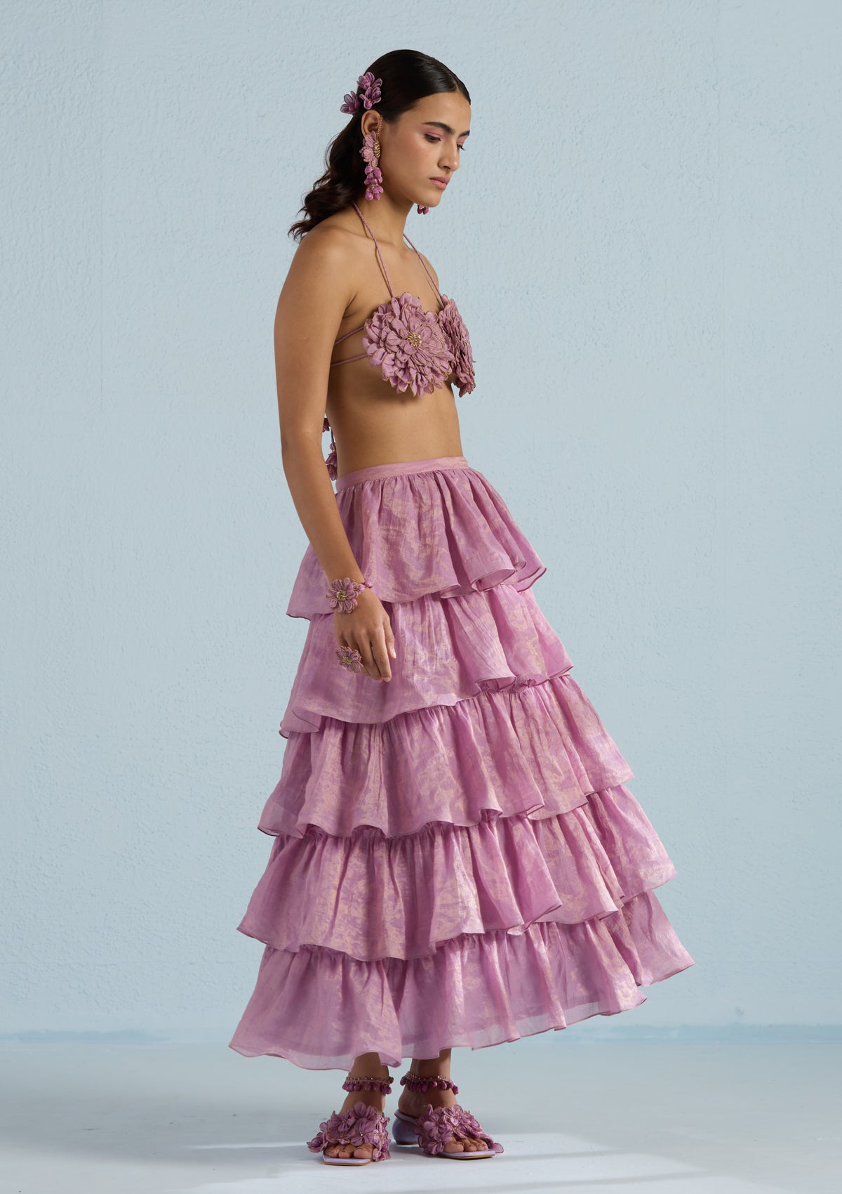 Wine Floral Skirt
