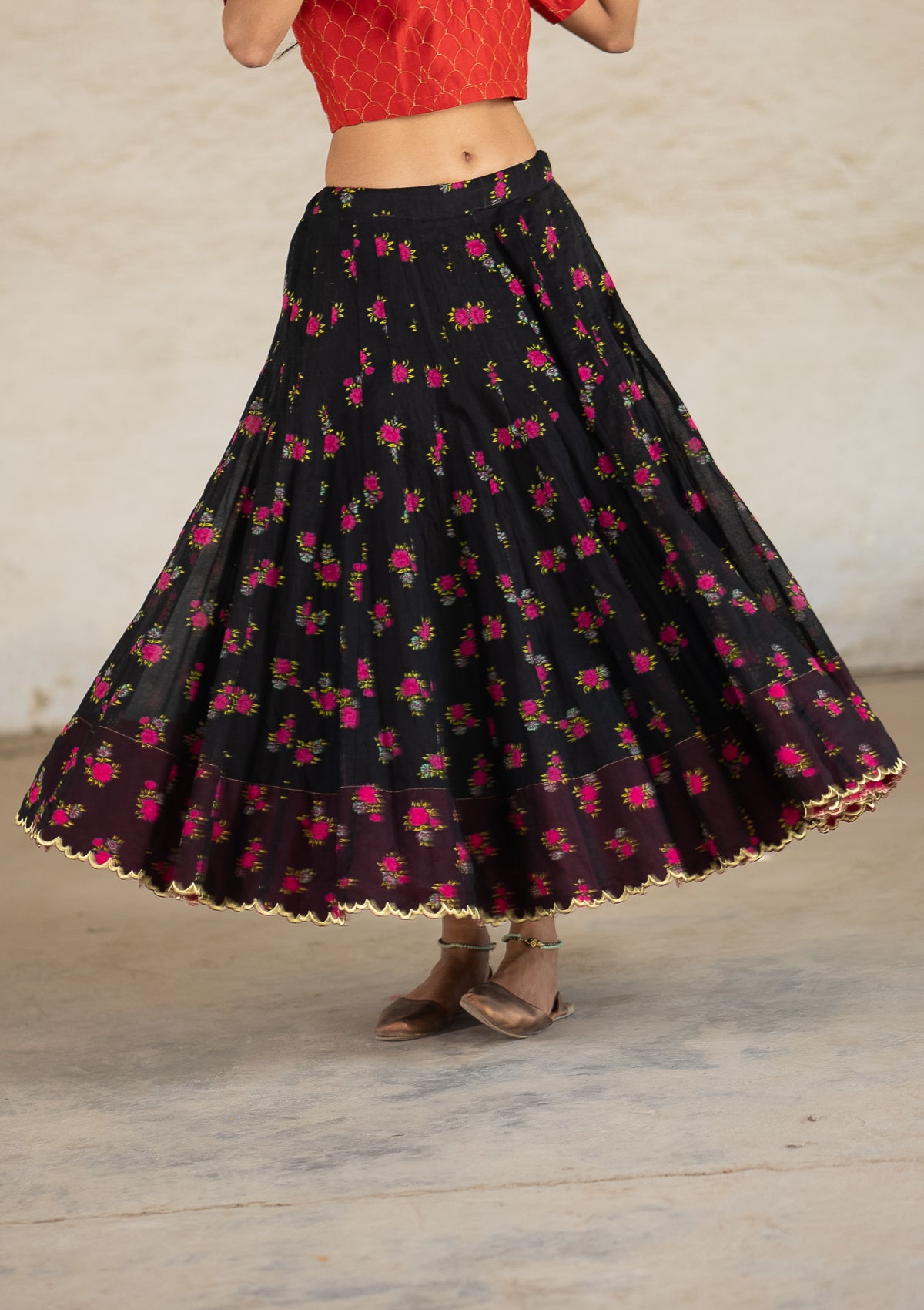 Wabisabi Black Ghagra Skirt