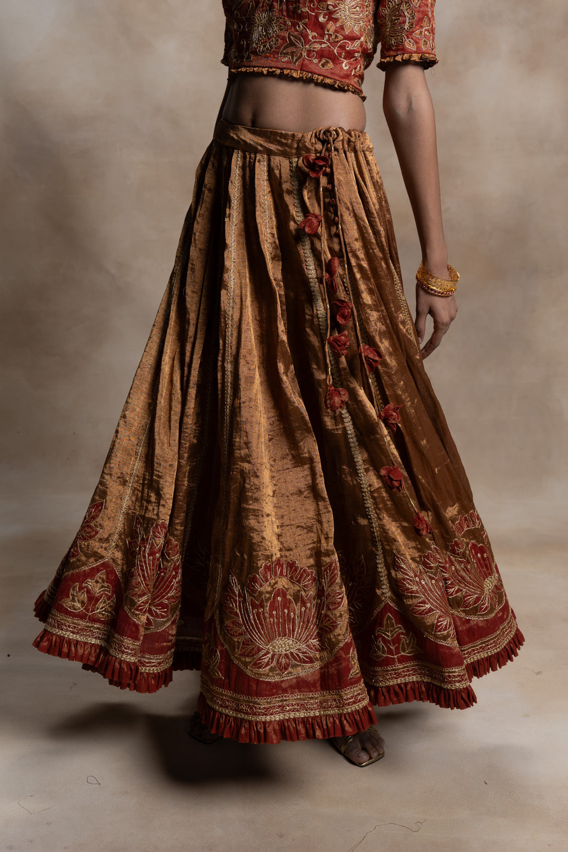 Katyayani Tissue Blouse,Skirt & Dupatta Set