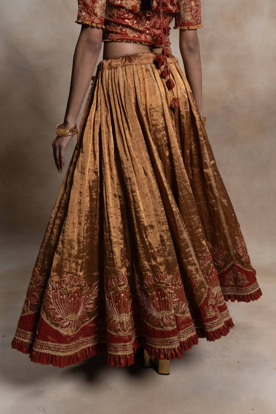 Katyayani Tissue Blouse,Skirt & Dupatta Set