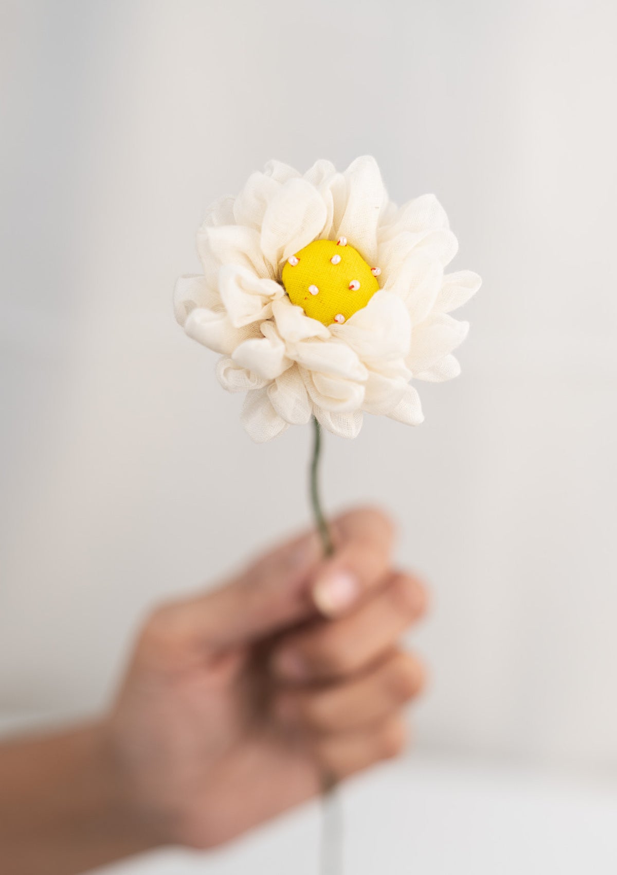White Handmade Textile Flowers Bunch