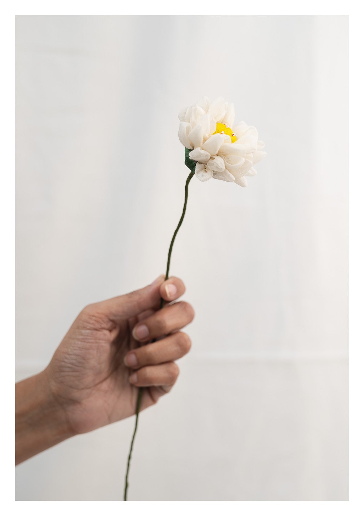 White Handmade Textile Flowers Bunch