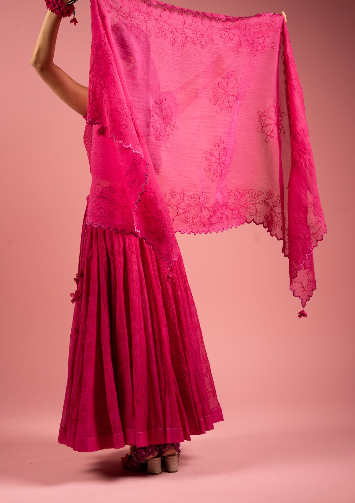 Rosy Embroidered Dupatta