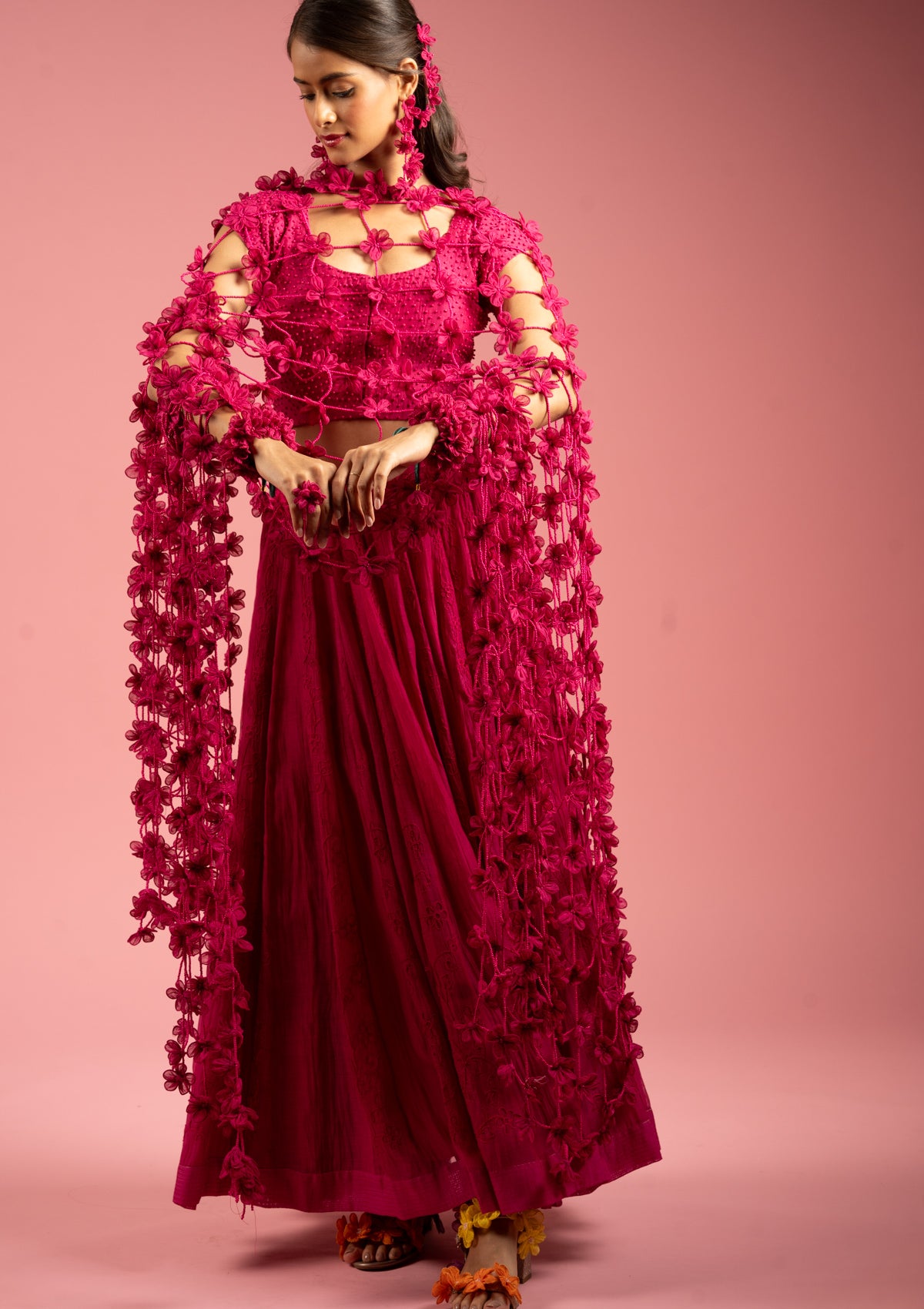 Ruby Floral Dupatta