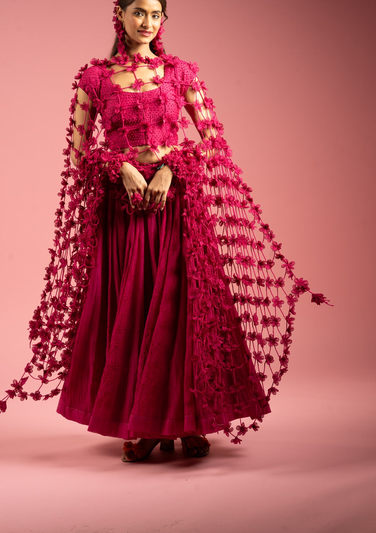 Ruby Floral Dupatta