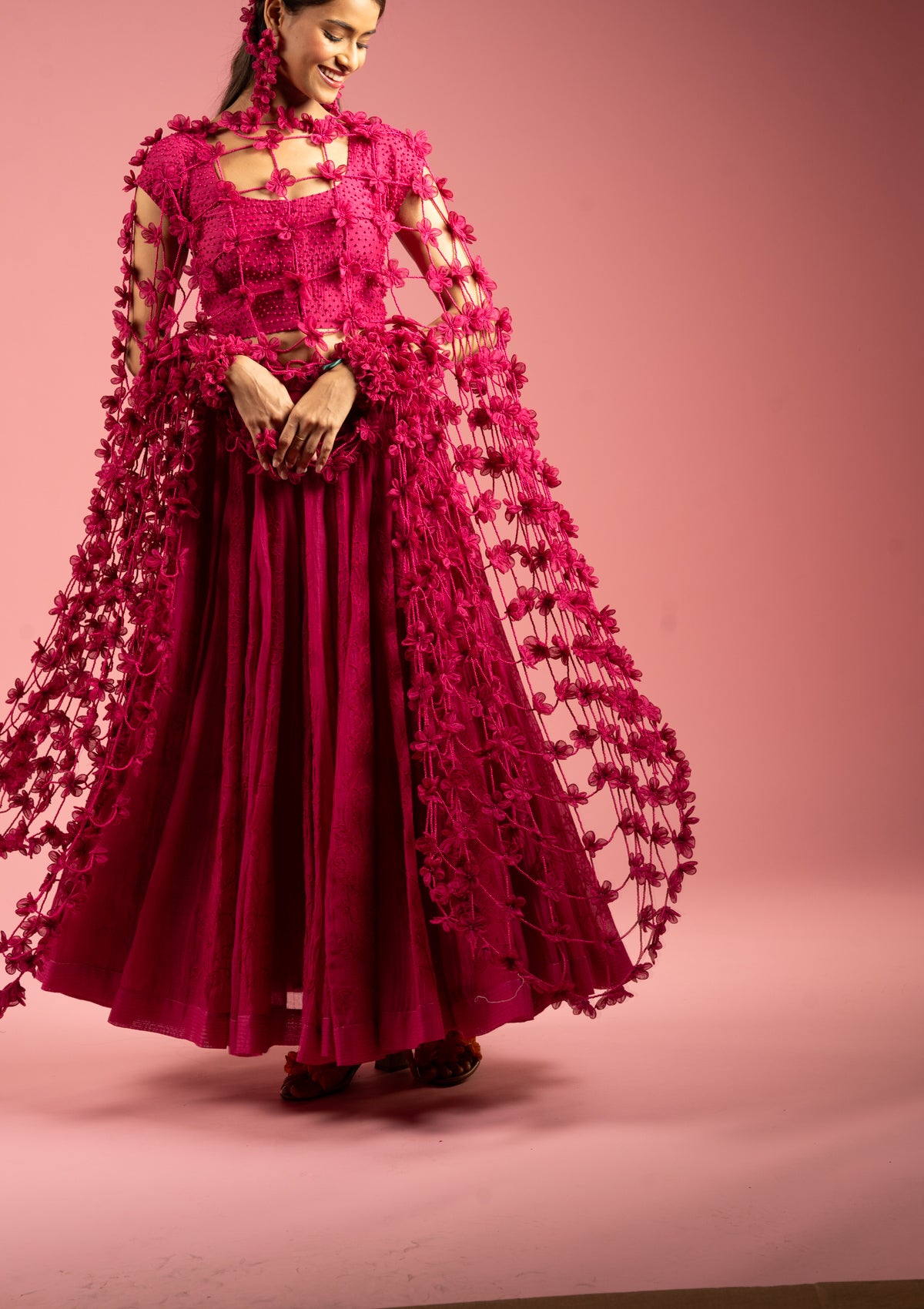 Ruby Floral Dupatta