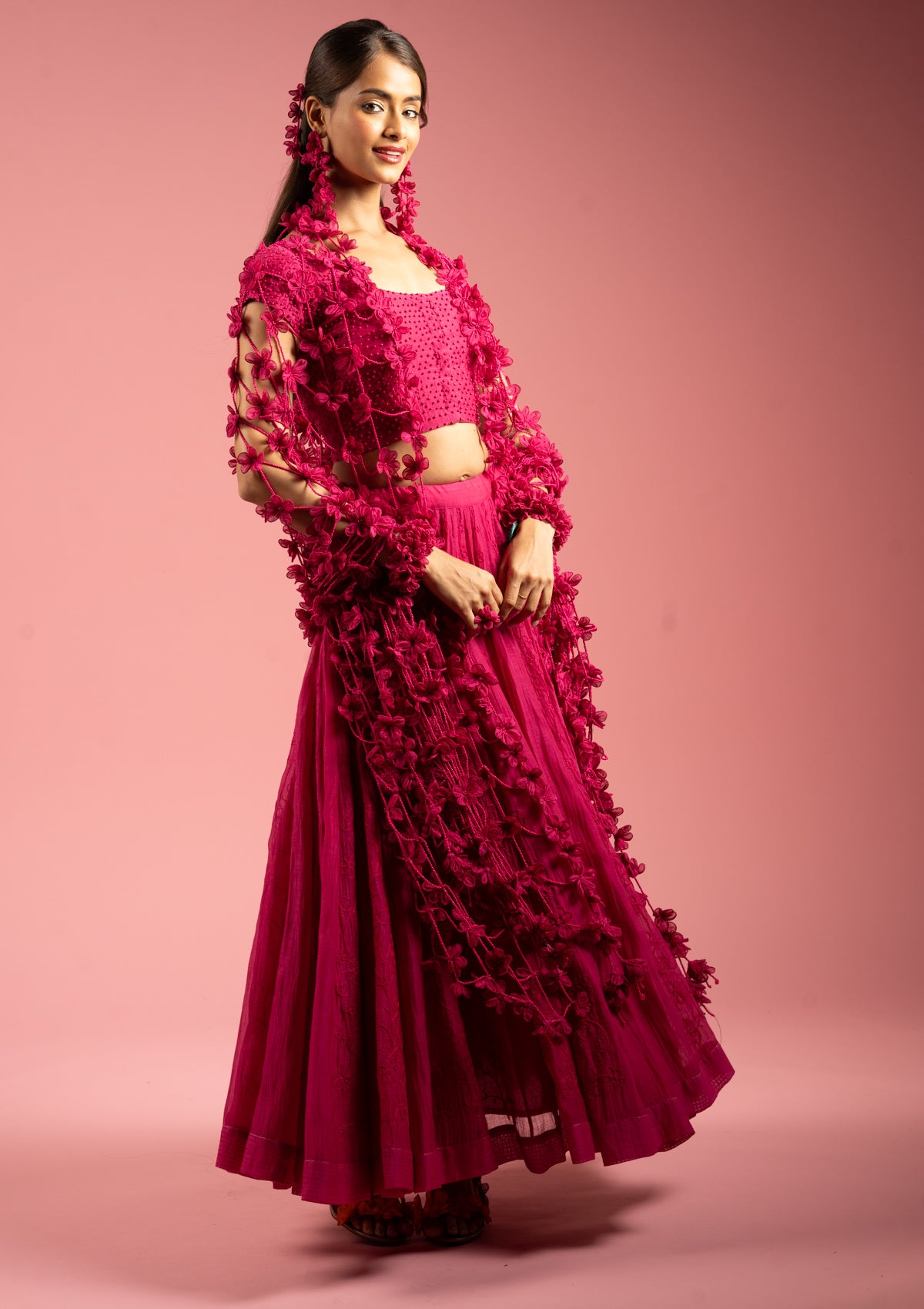 Ruby Floral Dupatta