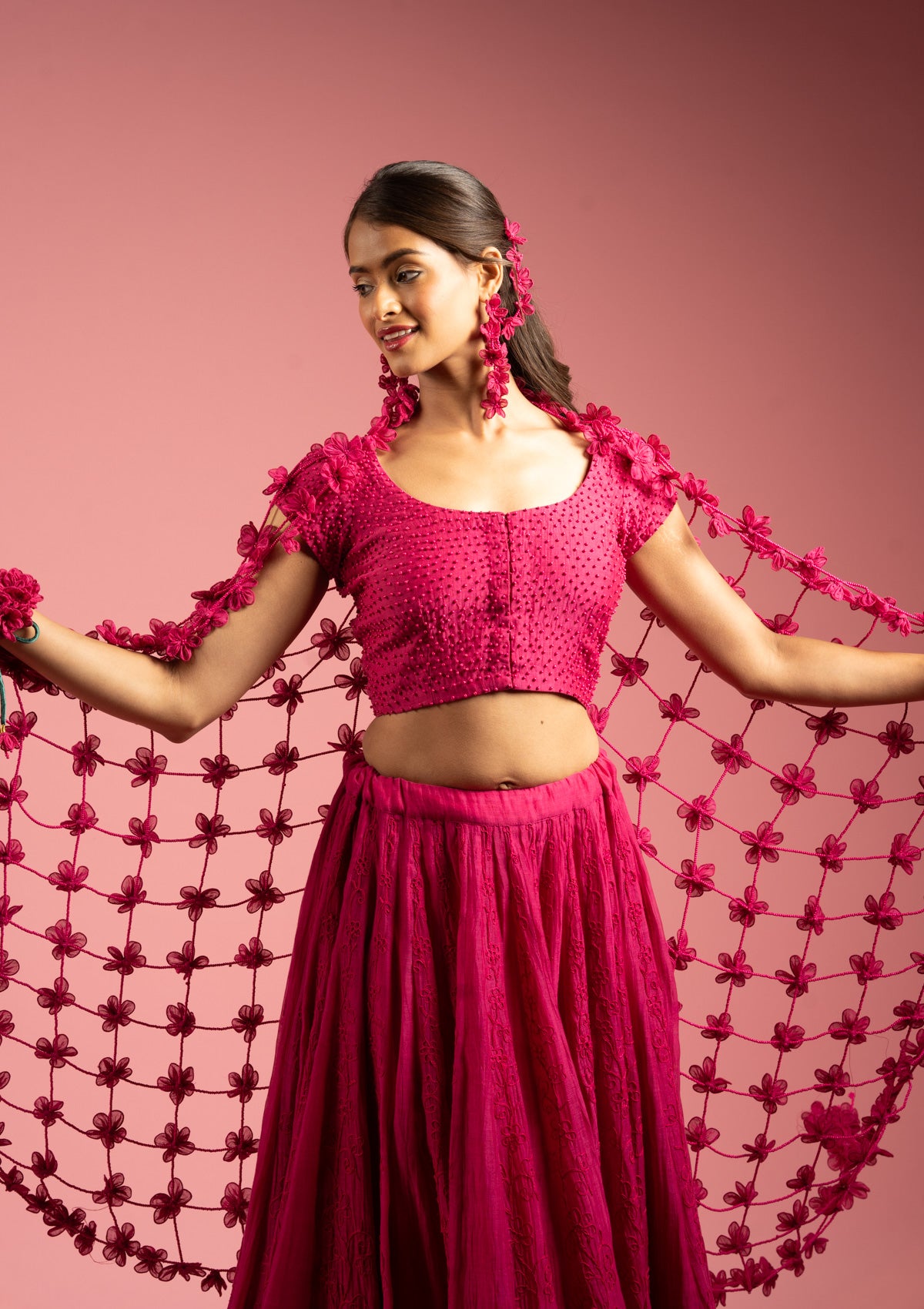 Ruby Floral Dupatta